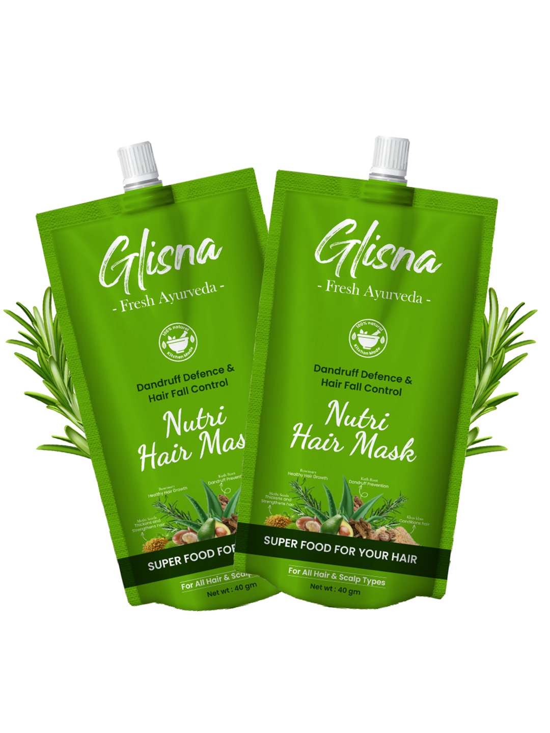 GLISNA Set Of 2 Dandruff Defence & Hair Fall Control Nutri Hair Mask - 40 g Each, Green
GLISNA Set Of 2 Dandruff Defence & Hair Fall Control Nutri Hair Mask - 40 g Each, Green