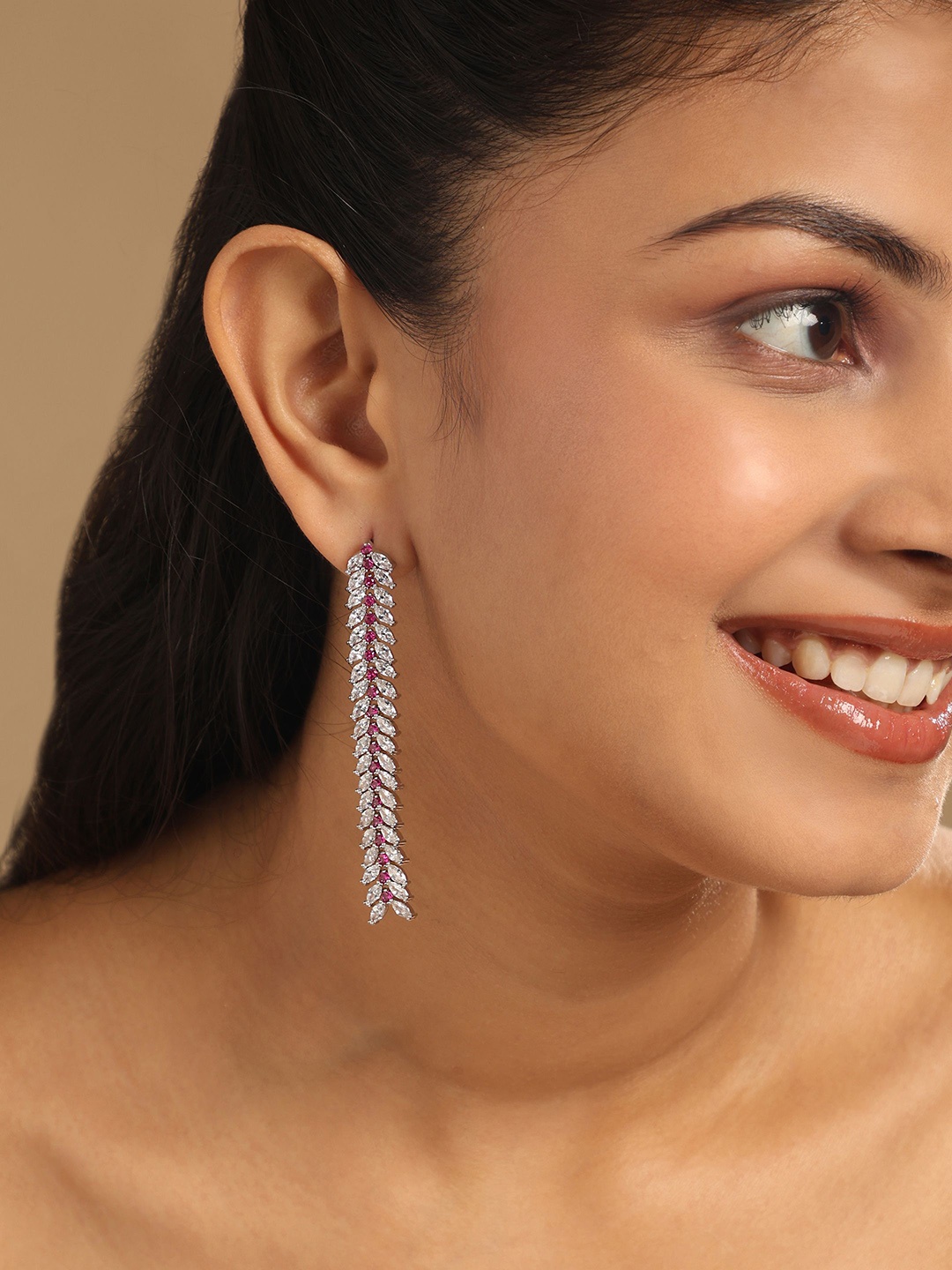 Yinara Rhodium Plated Cubic Zirconia Studded Contemporary Drop Earrings, Silver
Yinara Rhodium Plated Cubic Zirconia Studded Contemporary Drop Earrings, Silver