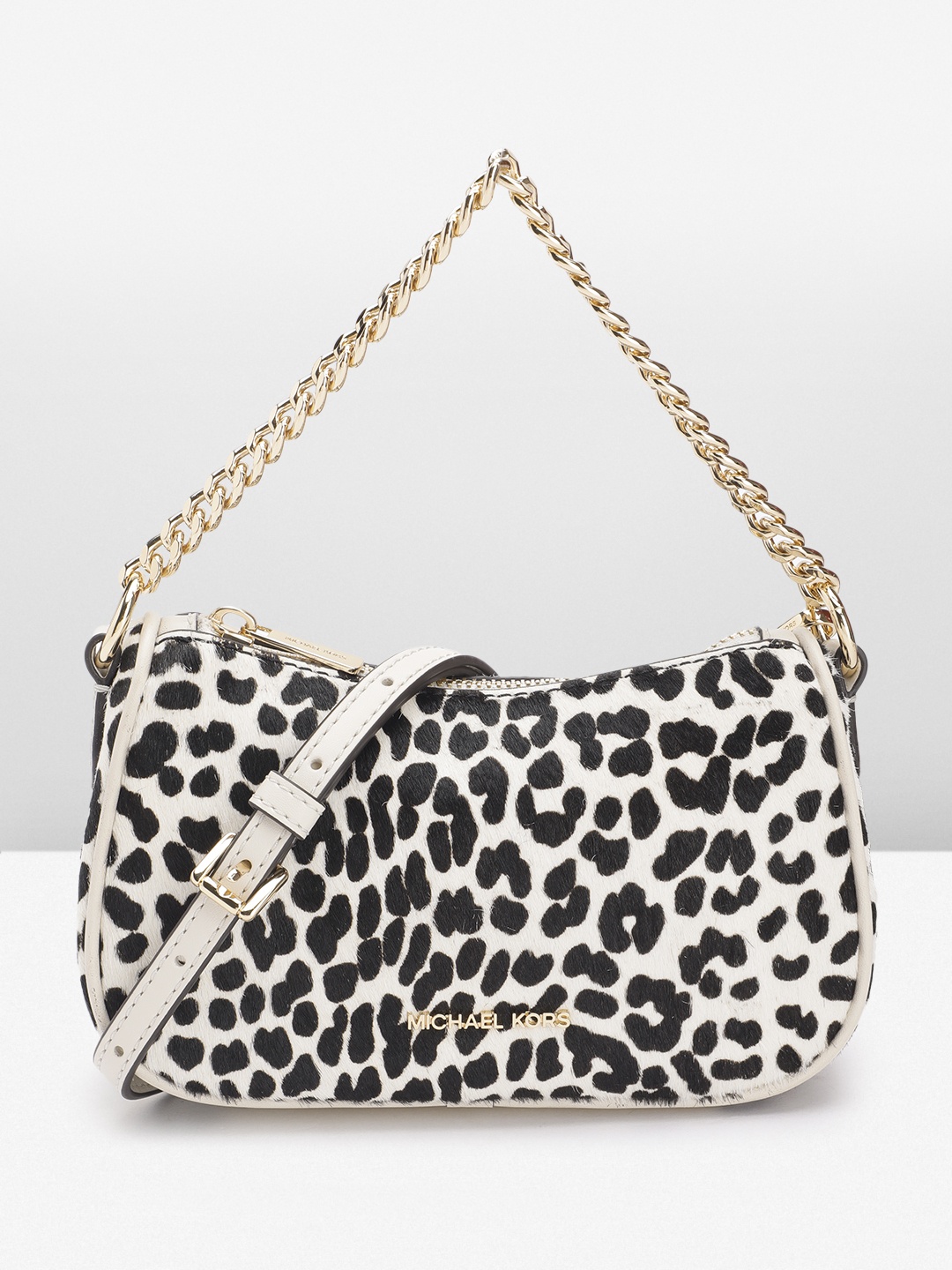 Michael Kors Leopard Print Leather Structured Handheld Bag with Fur Detail, Off white
Michael Kors Leopard Print Leather Structured Handheld Bag with Fur Detail, Off white