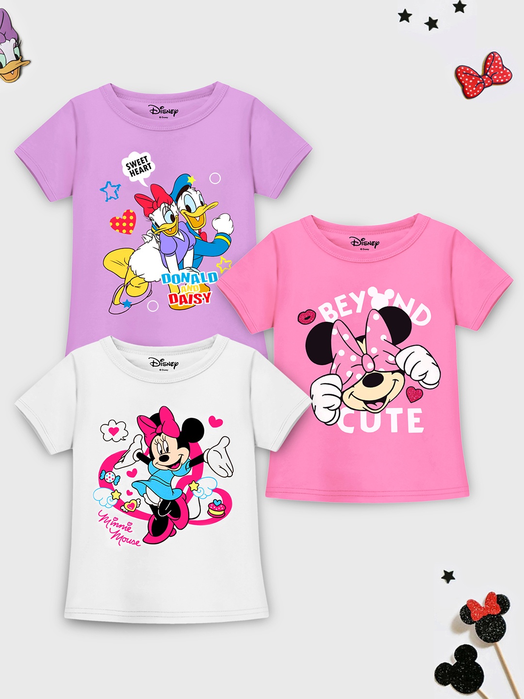 Disney By Miss and Chief Girls Pack Of 3 Minnie & Daisy Graphic Printed Cotton T-shirts, Purple
Disney By Miss and Chief Girls Pack Of 3 Minnie & Daisy Graphic Printed Cotton T-shirts, Purple
