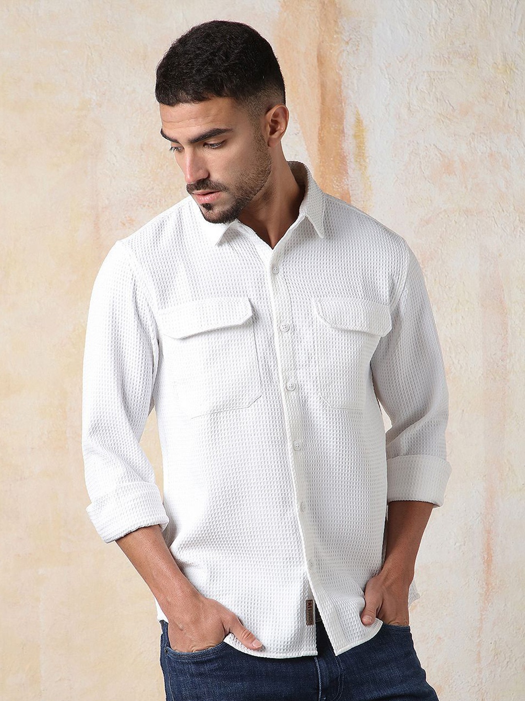 High Star Men Relaxed Fit Spread Collar Double Flap pocket utility Solid Textured Casual Shirt, White
High Star Men Relaxed Fit Spread Collar Double Flap pocket utility Solid Textured Casual Shirt, White