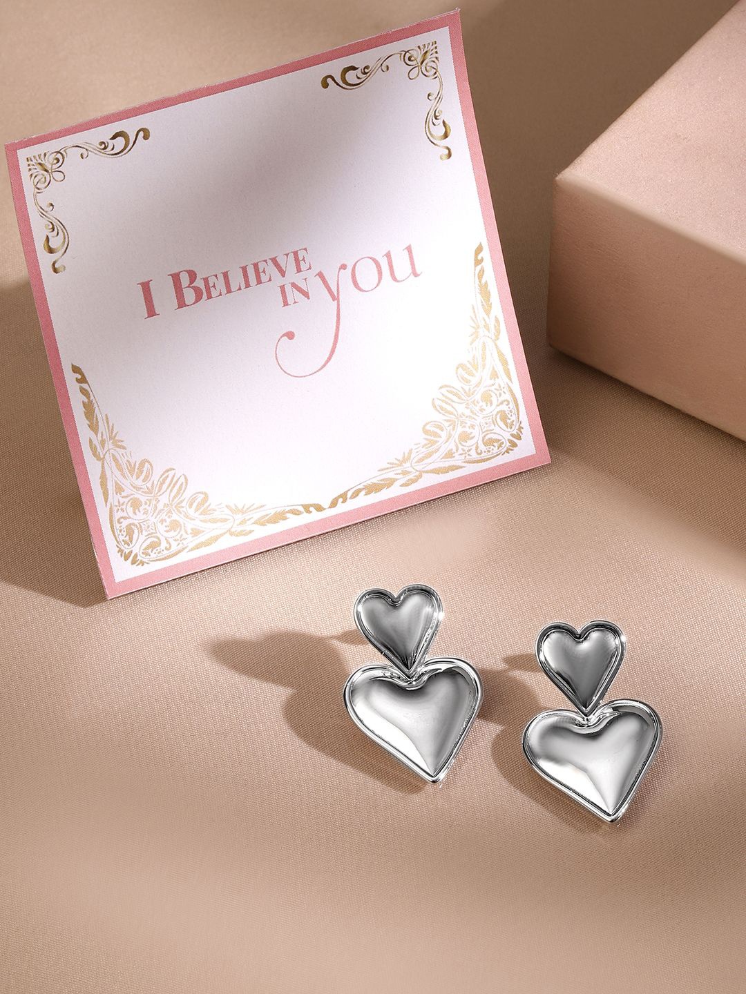 Rubans Valentine's Rhodium-Plated Stainless-Steel Tarnish-Free Waterproof Heart Earrings, Silver
Rubans Valentine's Rhodium-Plated Stainless-Steel Tarnish-Free Waterproof Heart Earrings, Silver