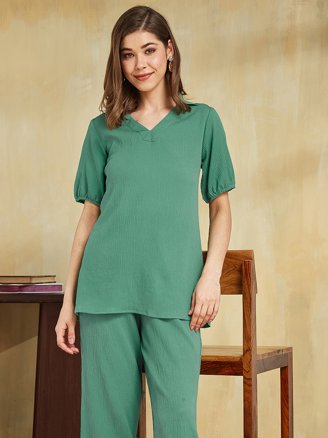 Selvia V Neck Top & Palazzo, Green 
Selvia V Neck Top & Palazzo, Green