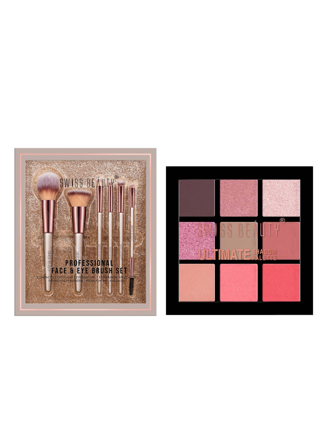 SWISS BEAUTY Set of Professional Face-Eye Brush Set & Ultimate Eyeshadow Palette - 2, Multi
SWISS BEAUTY Set of Professional Face-Eye Brush Set & Ultimate Eyeshadow Palette - 2, Multi