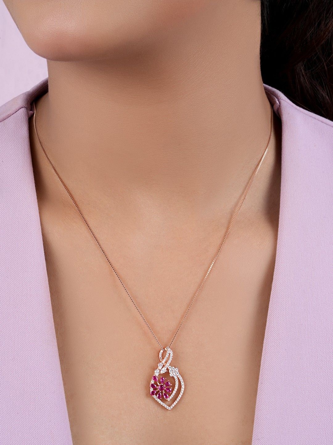 Zavya 925 Sterling Silver Rose Gold-Plated Cubic Zirconia Studded Oval Pendant With Chain
Zavya 925 Sterling Silver Rose Gold-Plated Cubic Zirconia Studded Oval Pendant With Chain