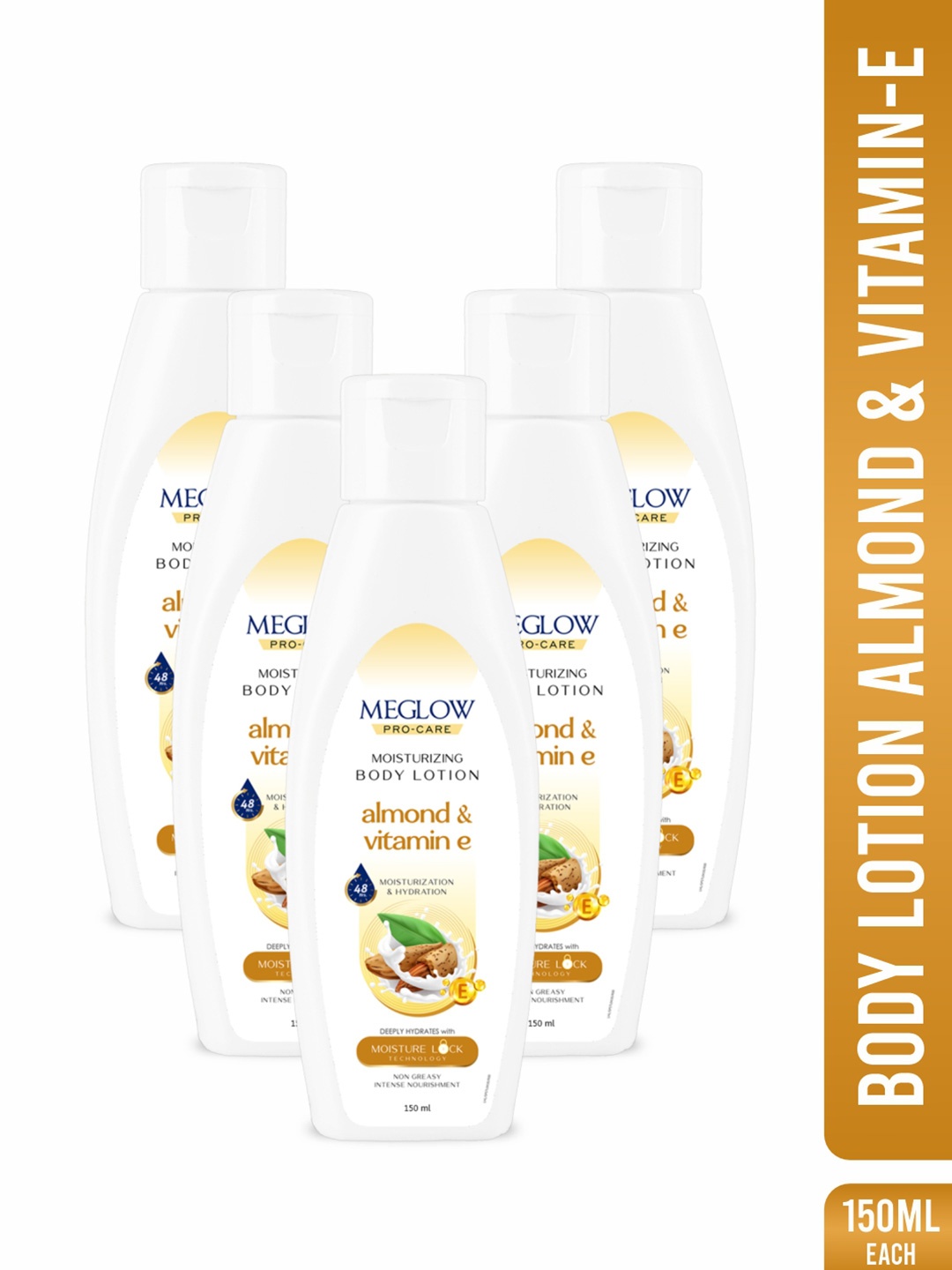 MEGLOW Set Of 5 Vitamin E 48Hrs Hydrating & Moisturizing Body Lotion - 150 ml Each, White
MEGLOW Set Of 5 Vitamin E 48Hrs Hydrating & Moisturizing Body Lotion - 150 ml Each, White
