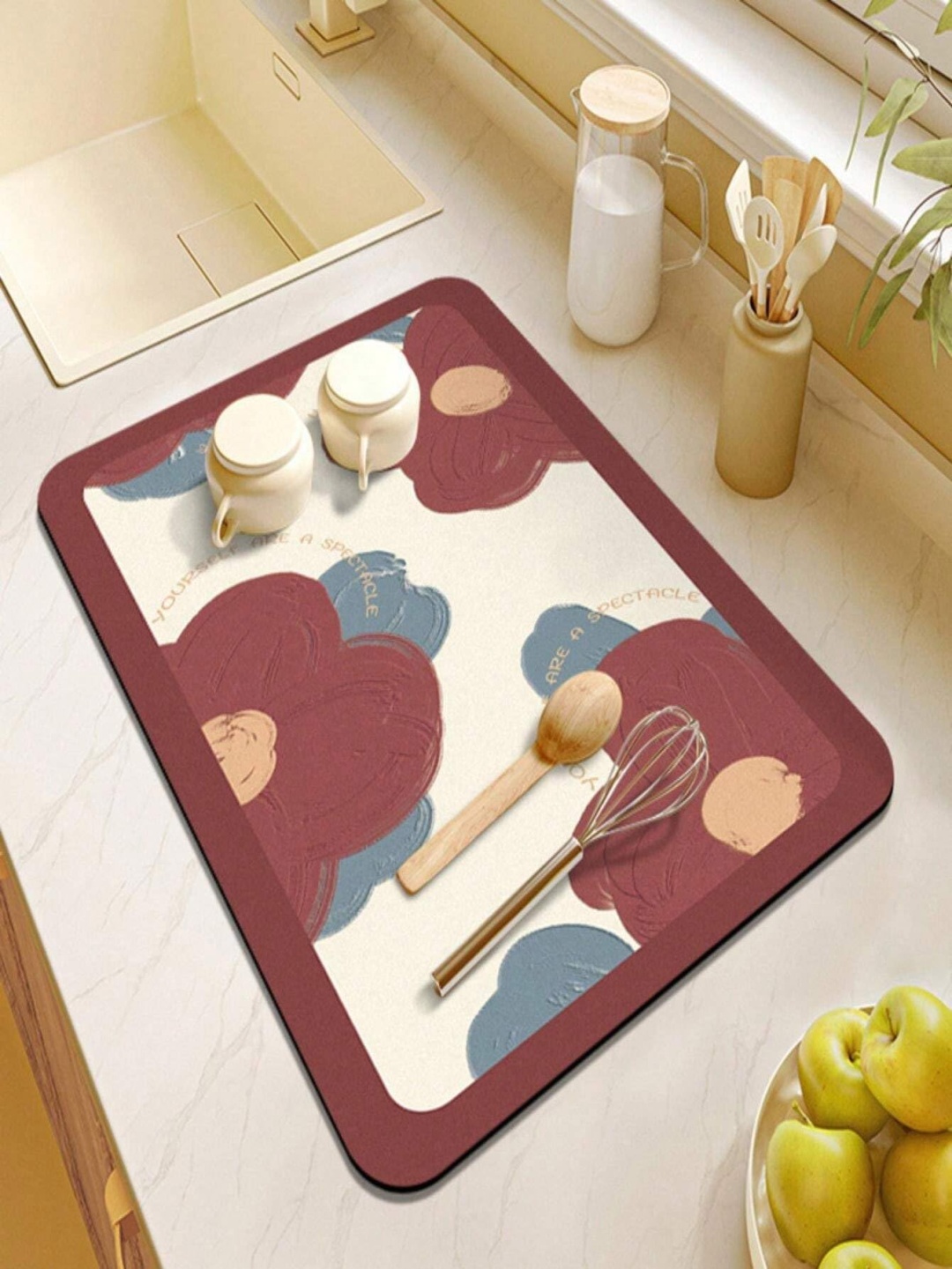 HomeCloud Maroon Floral Printed Super Absorbent Non Slip Kitchen Counter Dish Drying Mat
HomeCloud Maroon Floral Printed Super Absorbent Non Slip Kitchen Counter Dish Drying Mat