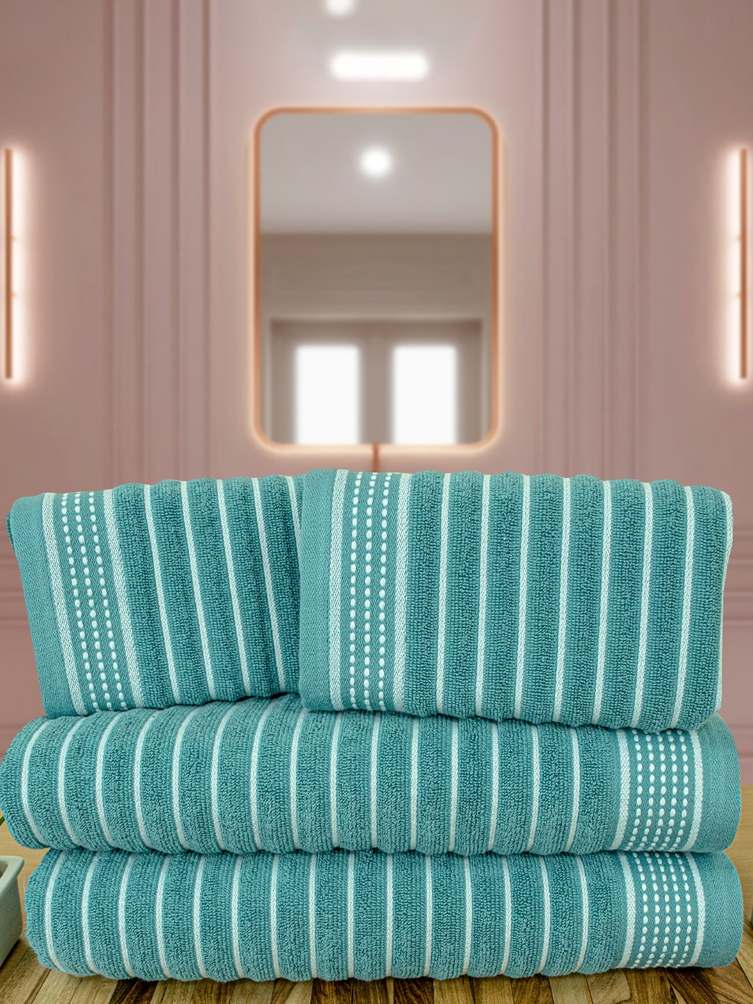Myntra Elegant Homes Regatta Turquoise Blue 4 Pieces Striped Pure Cotton 530 GSM Towel Set
Myntra Elegant Homes Regatta Turquoise Blue 4 Pieces Striped Pure Cotton 530 GSM Towel Set