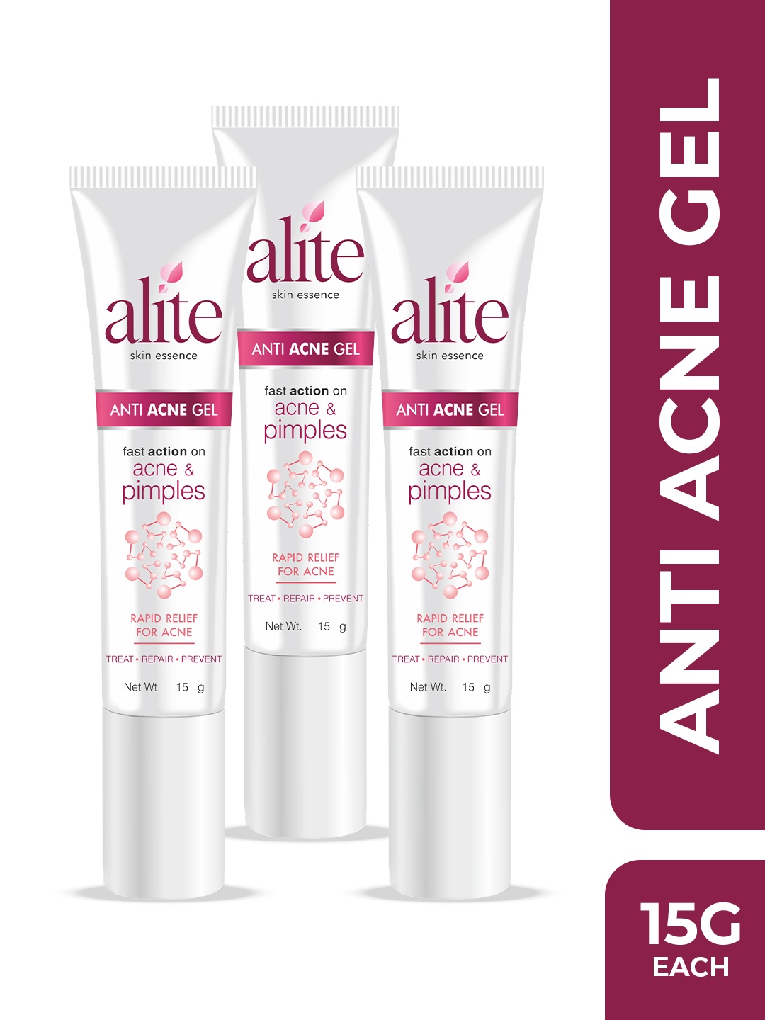 Alite Skin Essence Set Of 3 Anti Acne Gel With Tea Tree & Neem Oil - 15 g Each, White
Alite Skin Essence Set Of 3 Anti Acne Gel With Tea Tree & Neem Oil - 15 g Each, White