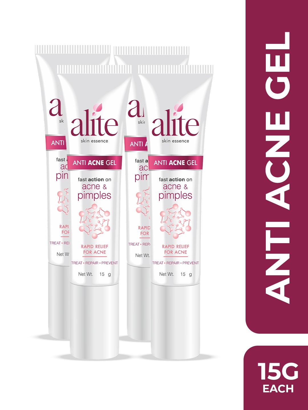 Alite Skin Essence Set Of 4 Anti Acne Gel With Tea Tree & Neem Oil - 15 g Each, White
Alite Skin Essence Set Of 4 Anti Acne Gel With Tea Tree & Neem Oil - 15 g Each, White