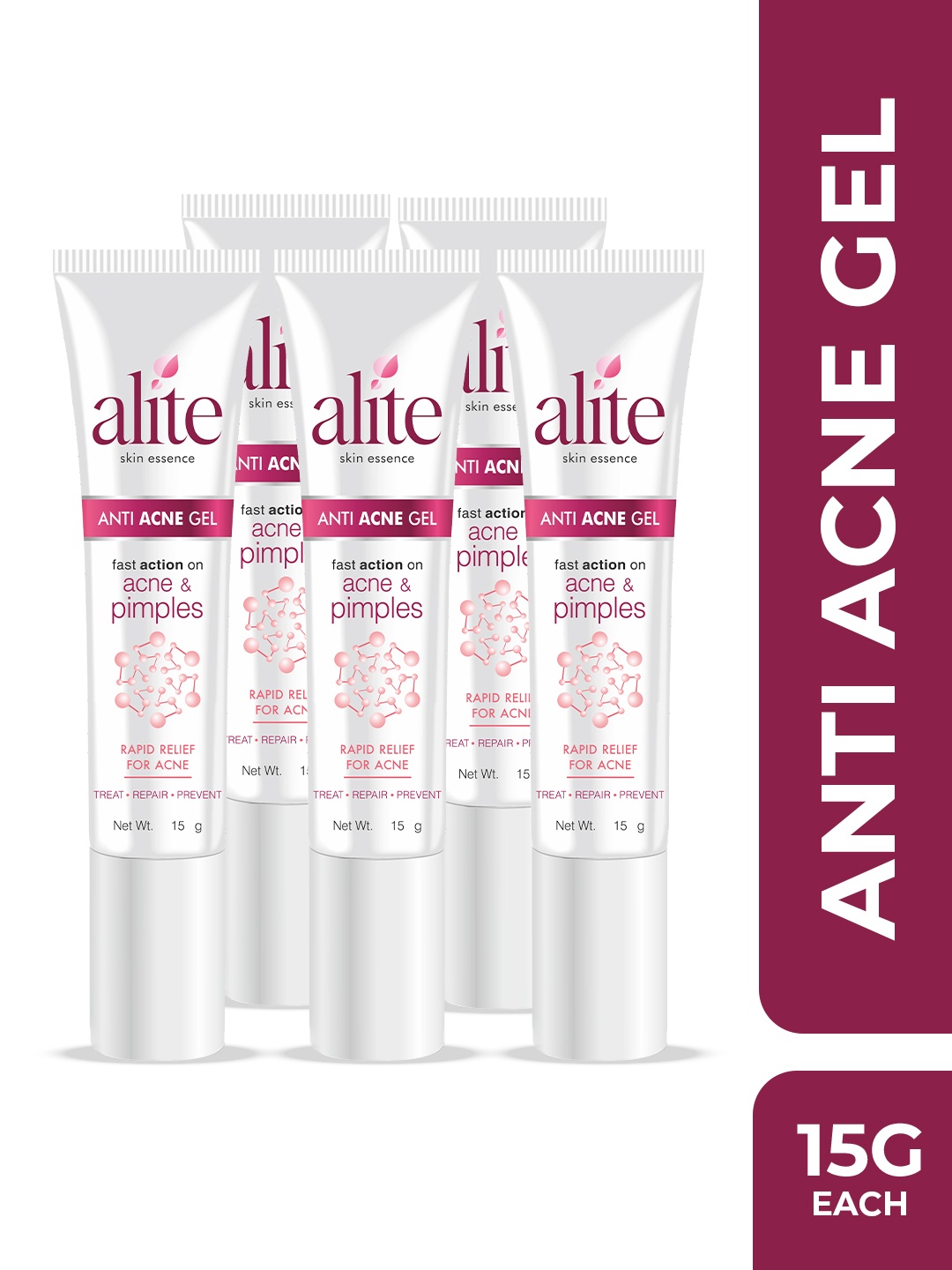 Alite Skin Essence Set Of 5 Anti Acne Gel With Tea Tree & Neem Oil - 15 g Each, White
Alite Skin Essence Set Of 5 Anti Acne Gel With Tea Tree & Neem Oil - 15 g Each, White