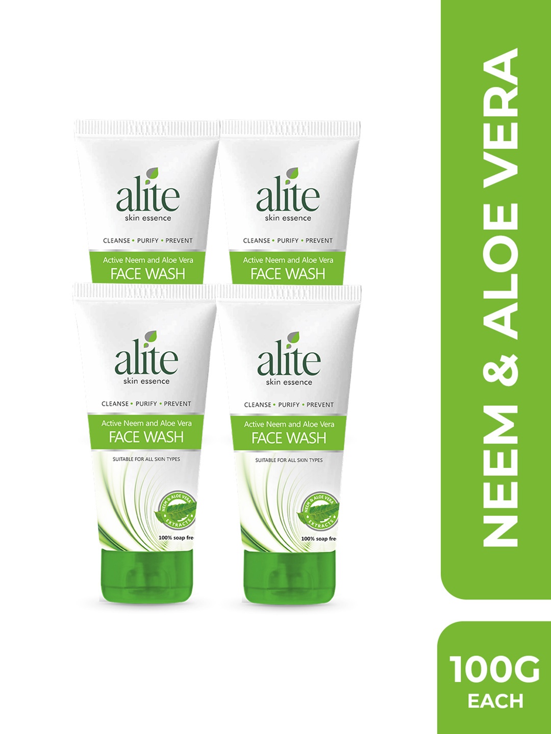 Alite Skin Essence Set Of 4 Active Neem & Aloe Vera Face Wash For Hydrating Skin-100g Each, White
Alite Skin Essence Set Of 4 Active Neem & Aloe Vera Face Wash For Hydrating Skin-100g Each, White