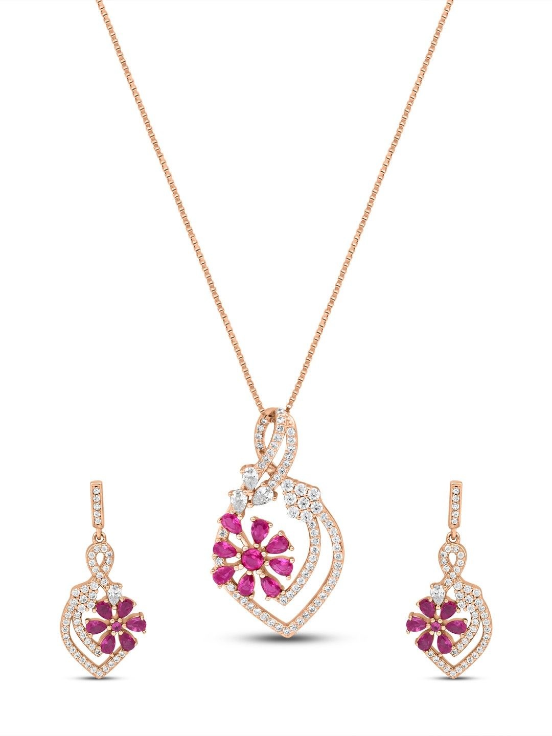 Zavya Celestial Harmony Rose Gold Plated 925 Sterling Silver CZ-Studded Jewellery Set
Zavya Celestial Harmony Rose Gold Plated 925 Sterling Silver CZ-Studded Jewellery Set