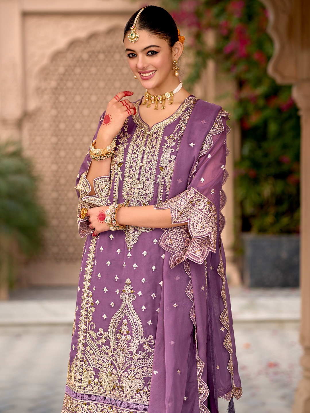 Indo Era Ethnic Motifs Embroidered Zari Organza Kurta With Trousers And Dupatta, Purple
Indo Era Ethnic Motifs Embroidered Zari Organza Kurta With Trousers And Dupatta, Purple