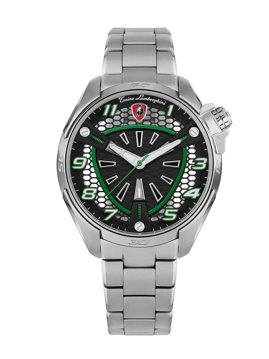 Tonino Lamborghini Men Dial & Stainless Steel Bracelet Style Straps Analogue Watch, Silver
Tonino Lamborghini Men Dial & Stainless Steel Bracelet Style Straps Analogue Watch, Silver