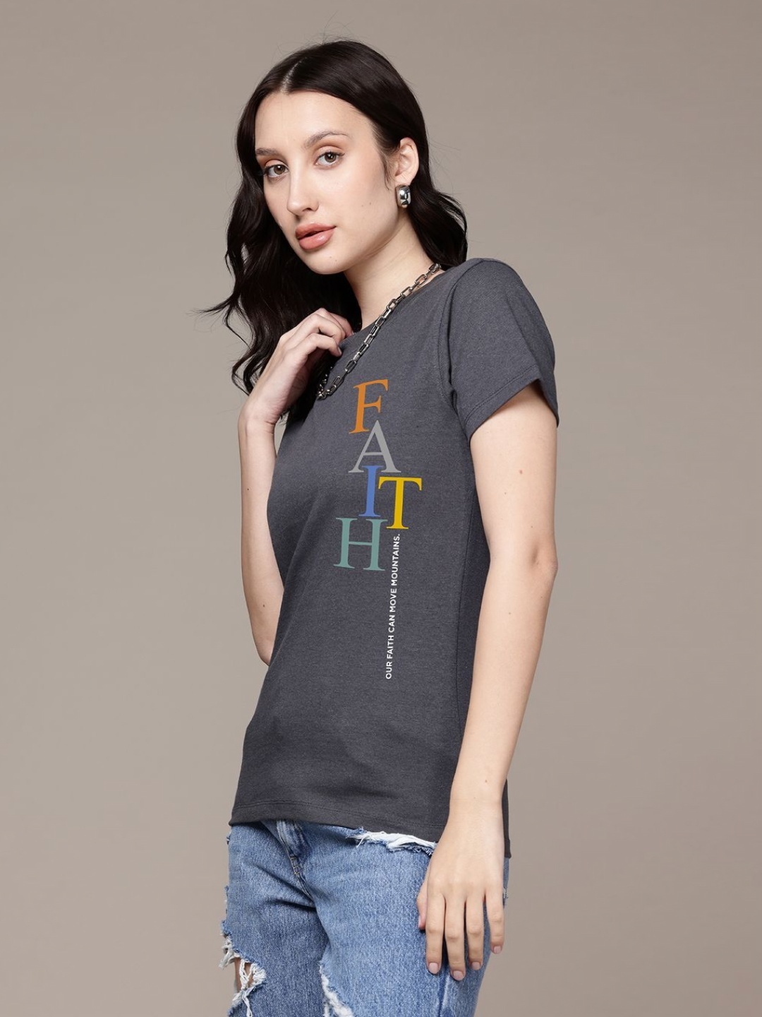 Moda Rapido Women Typography Printed Round Neck Regular Fit Cotton T-shirt, Grey
Moda Rapido Women Typography Printed Round Neck Regular Fit Cotton T-shirt, Grey