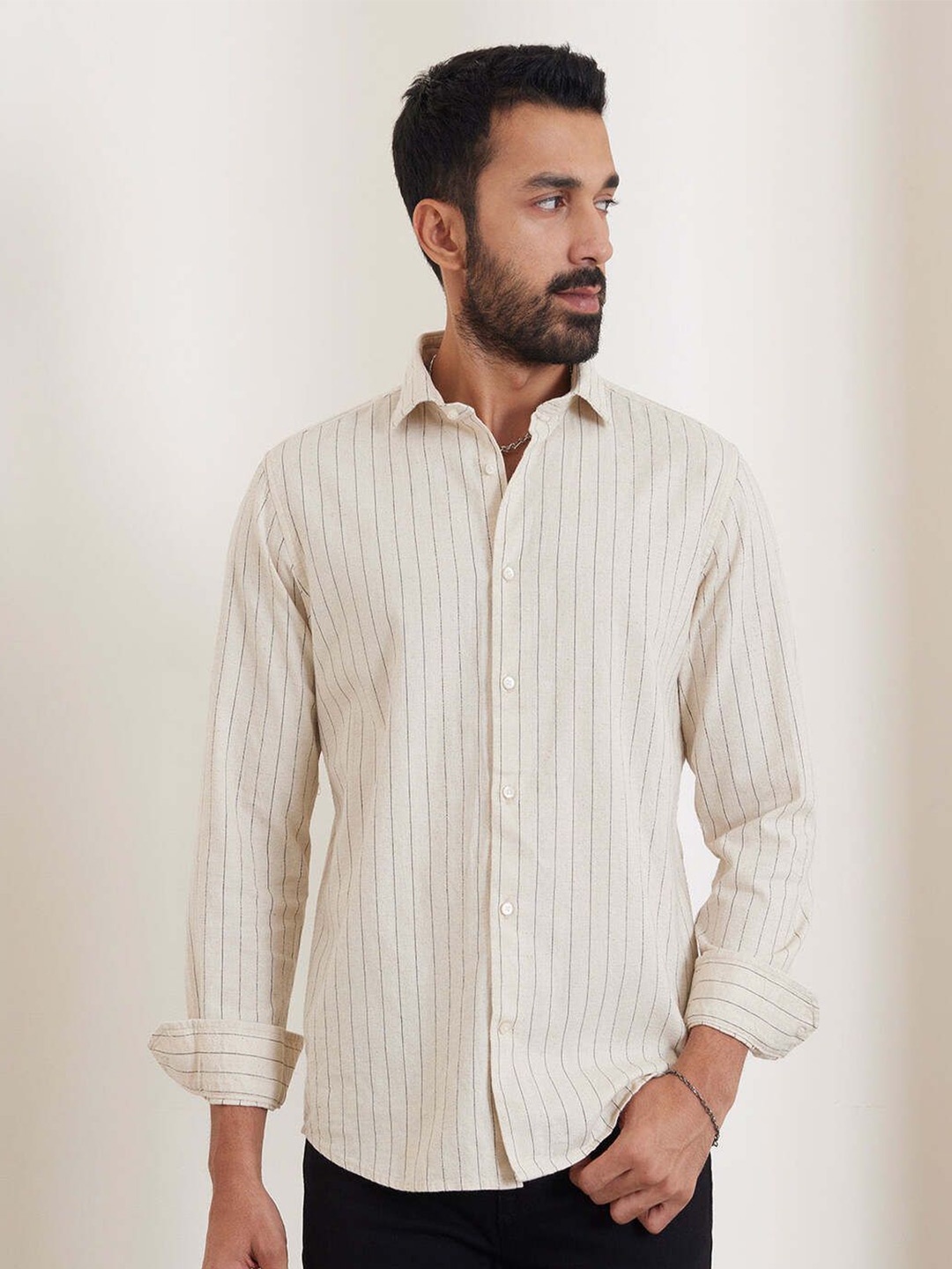 Bombay Shirt Company Men Comfort Tailored Fit Pinstripes Opaque Striped Casual Shirts, Beige
Bombay Shirt Company Men Comfort Tailored Fit Pinstripes Opaque Striped Casual Shirts, Beige