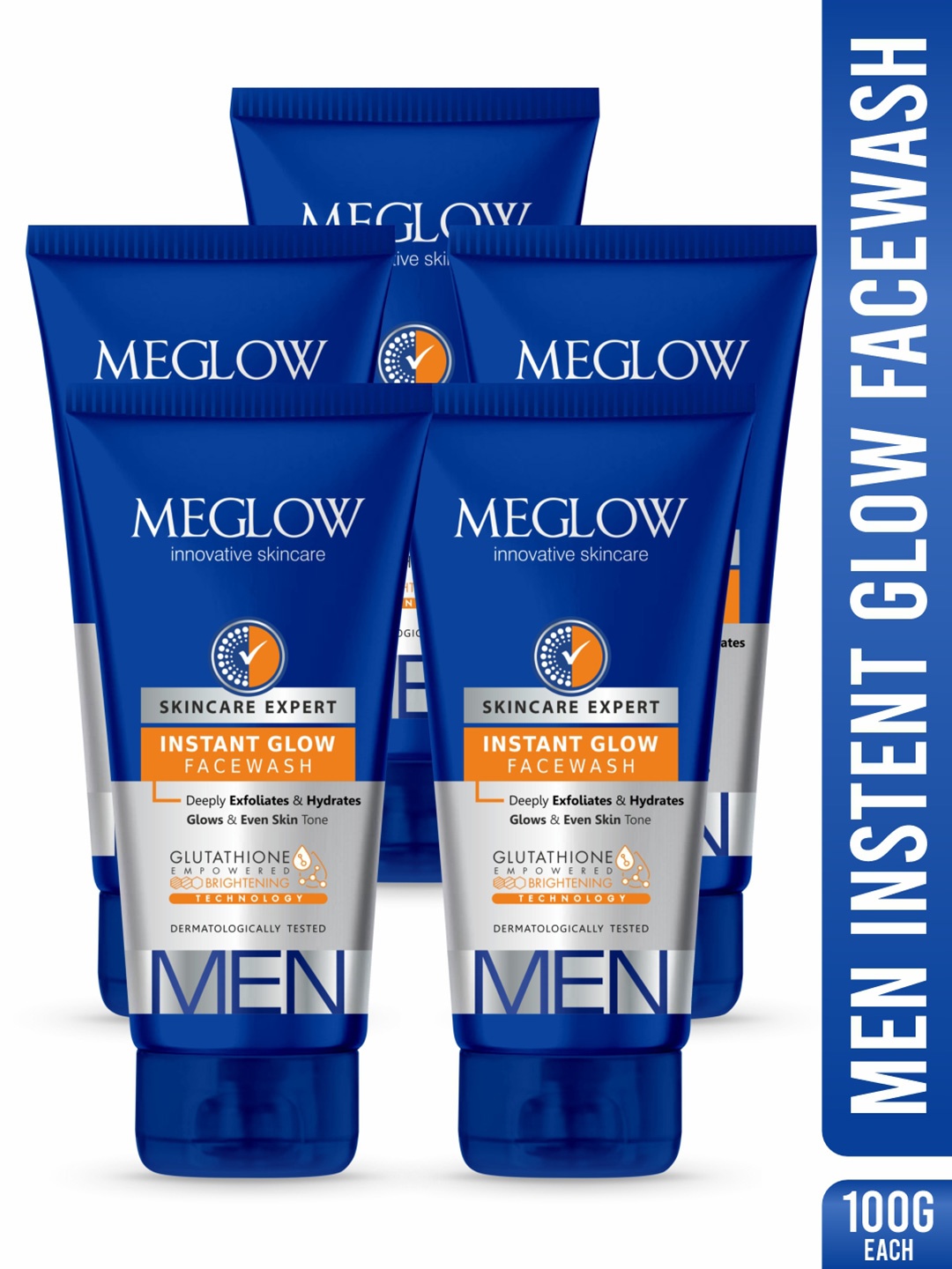 MEGLOW Men Inovative Skincare Set Of 5 Instant Glow Gultathion Face Wash - 100 g Each, Blue
MEGLOW Men Inovative Skincare Set Of 5 Instant Glow Gultathion Face Wash - 100 g Each, Blue