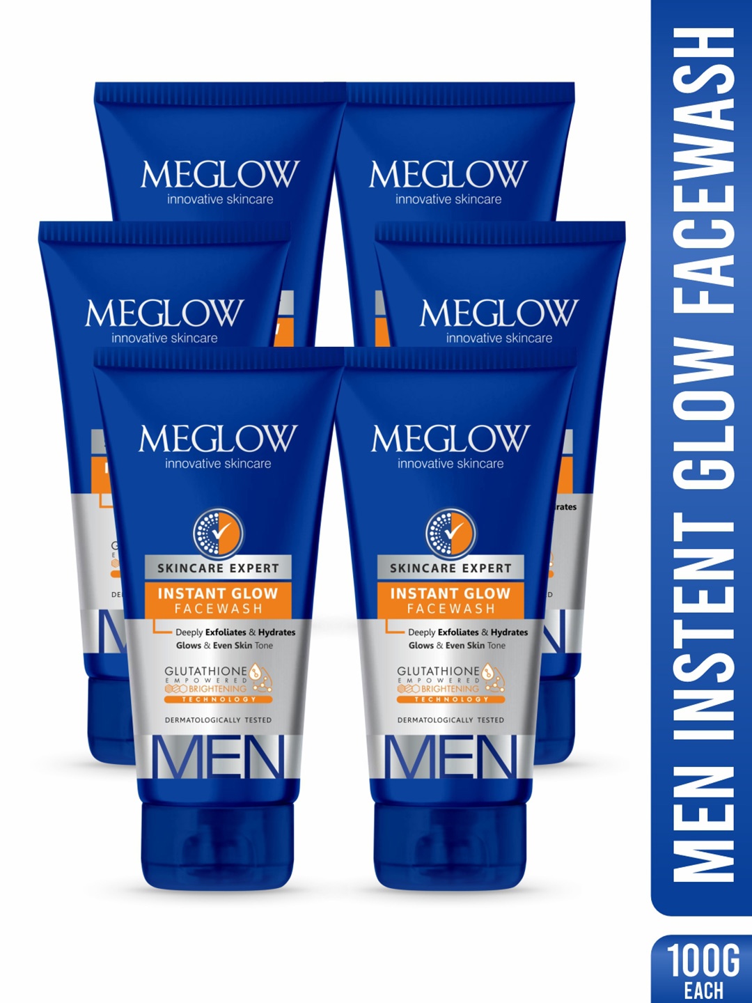 MEGLOW Men Inovative Skincare Set Of 6 Instant Glow Gultathion Face Wash - 100 g Each, Blue
MEGLOW Men Inovative Skincare Set Of 6 Instant Glow Gultathion Face Wash - 100 g Each, Blue