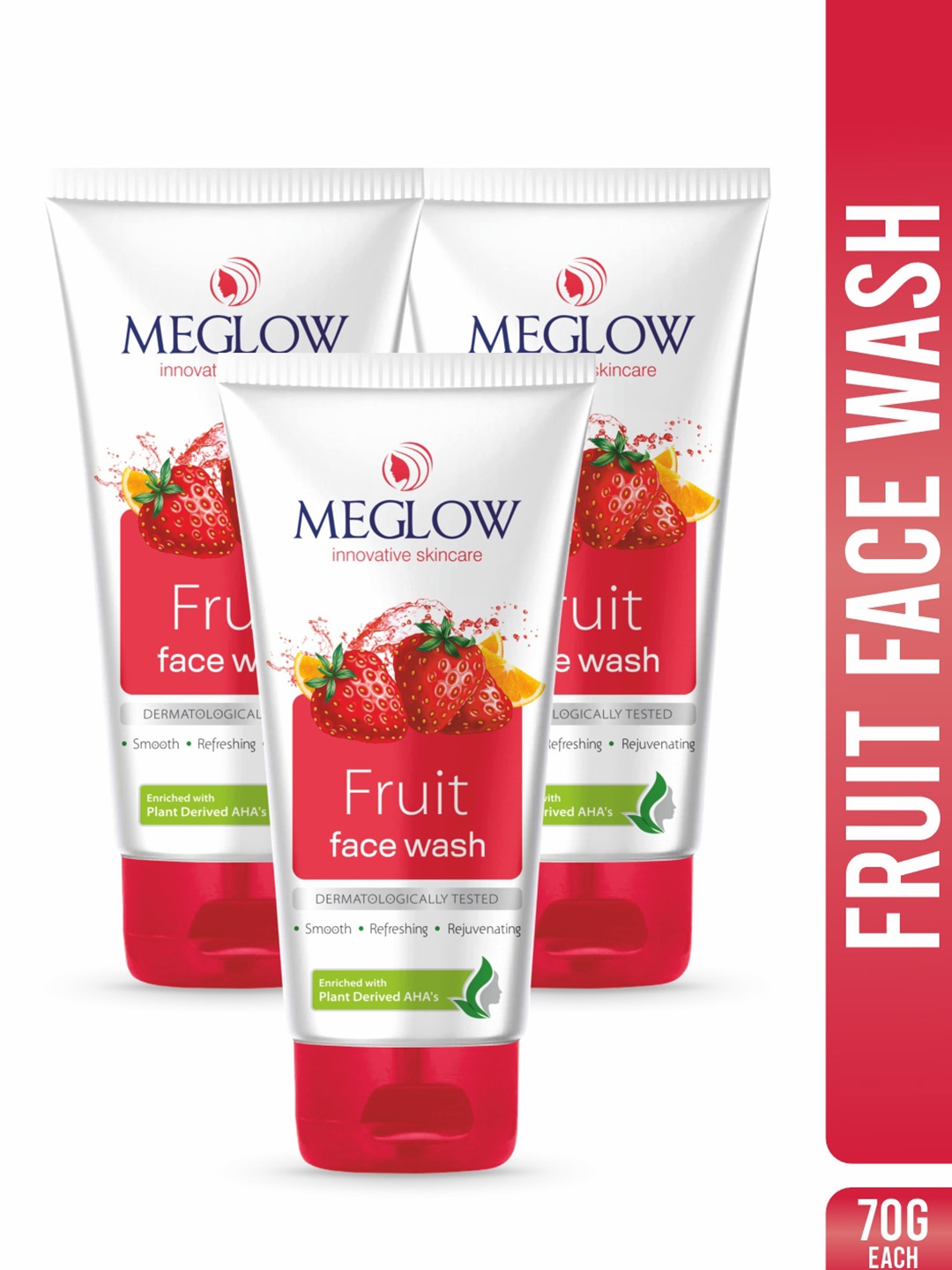 MEGLOW Inovative Skincare Set Of 3 Fruit Intense Hydration Face Wash - 70 g Each, White
MEGLOW Inovative Skincare Set Of 3 Fruit Intense Hydration Face Wash - 70 g Each, White