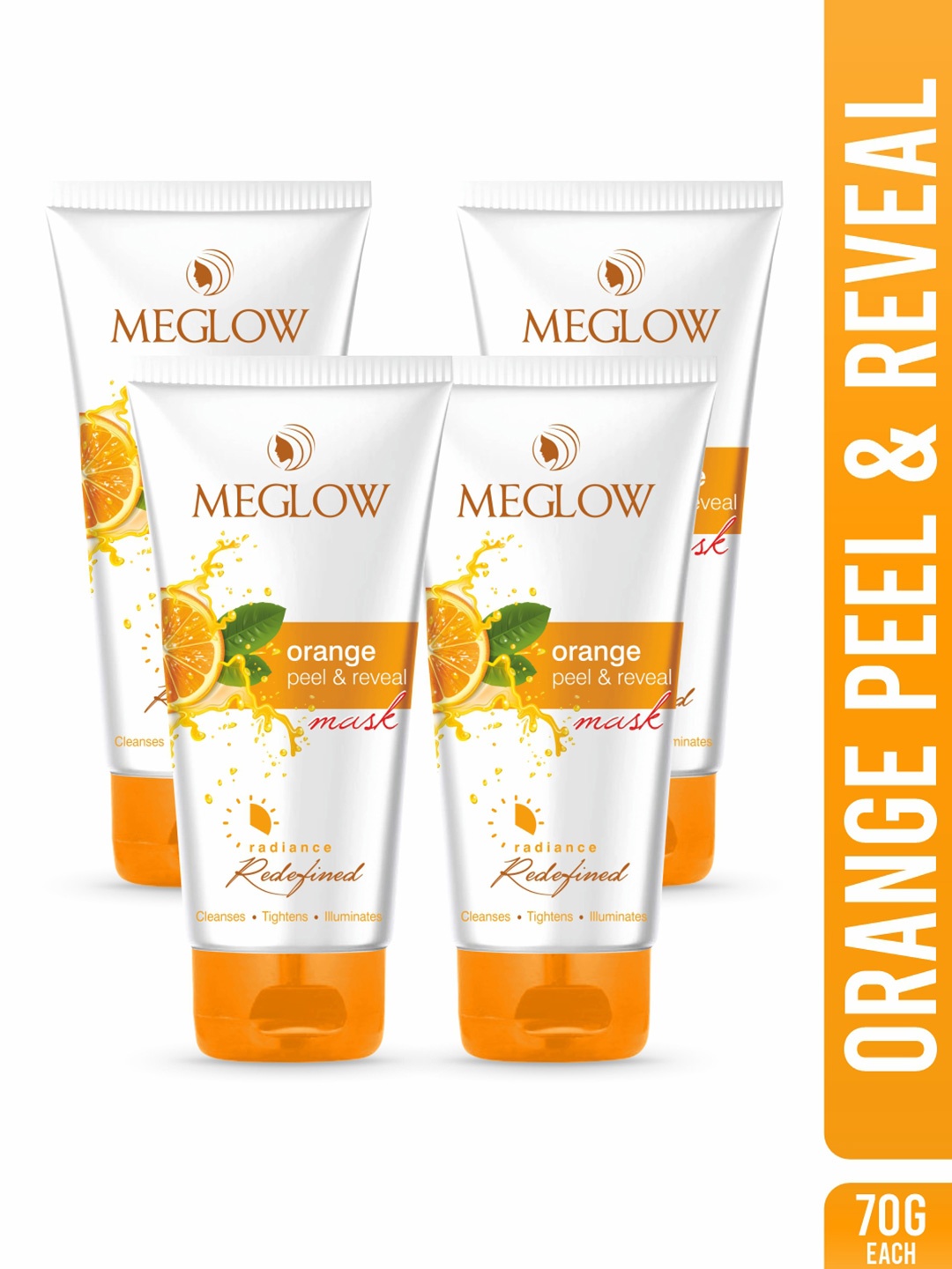 MEGLOW Set Of 4 Radiance Redefined Orange Tan Removal Peel Off Mask - 70 g Each, White
MEGLOW Set Of 4 Radiance Redefined Orange Tan Removal Peel Off Mask - 70 g Each, White