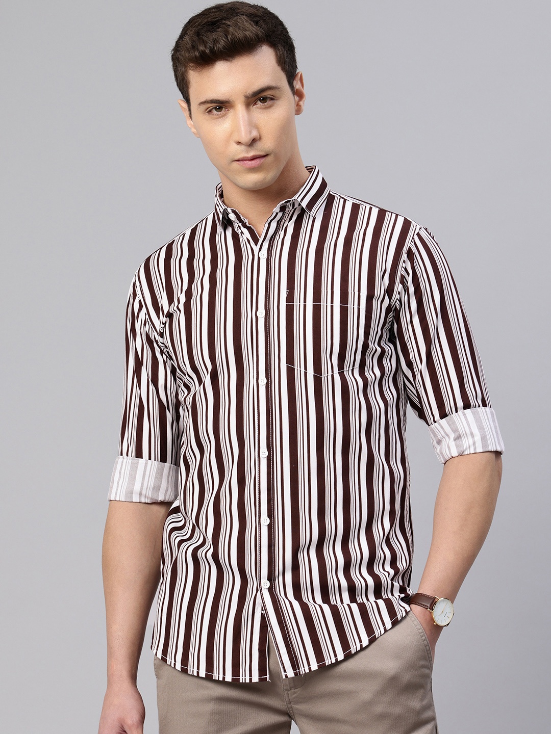 Majestic Man Comfort Slim Fit Vertical Striped Pure Cotton Casual Shirt, Brown
Majestic Man Comfort Slim Fit Vertical Striped Pure Cotton Casual Shirt, Brown