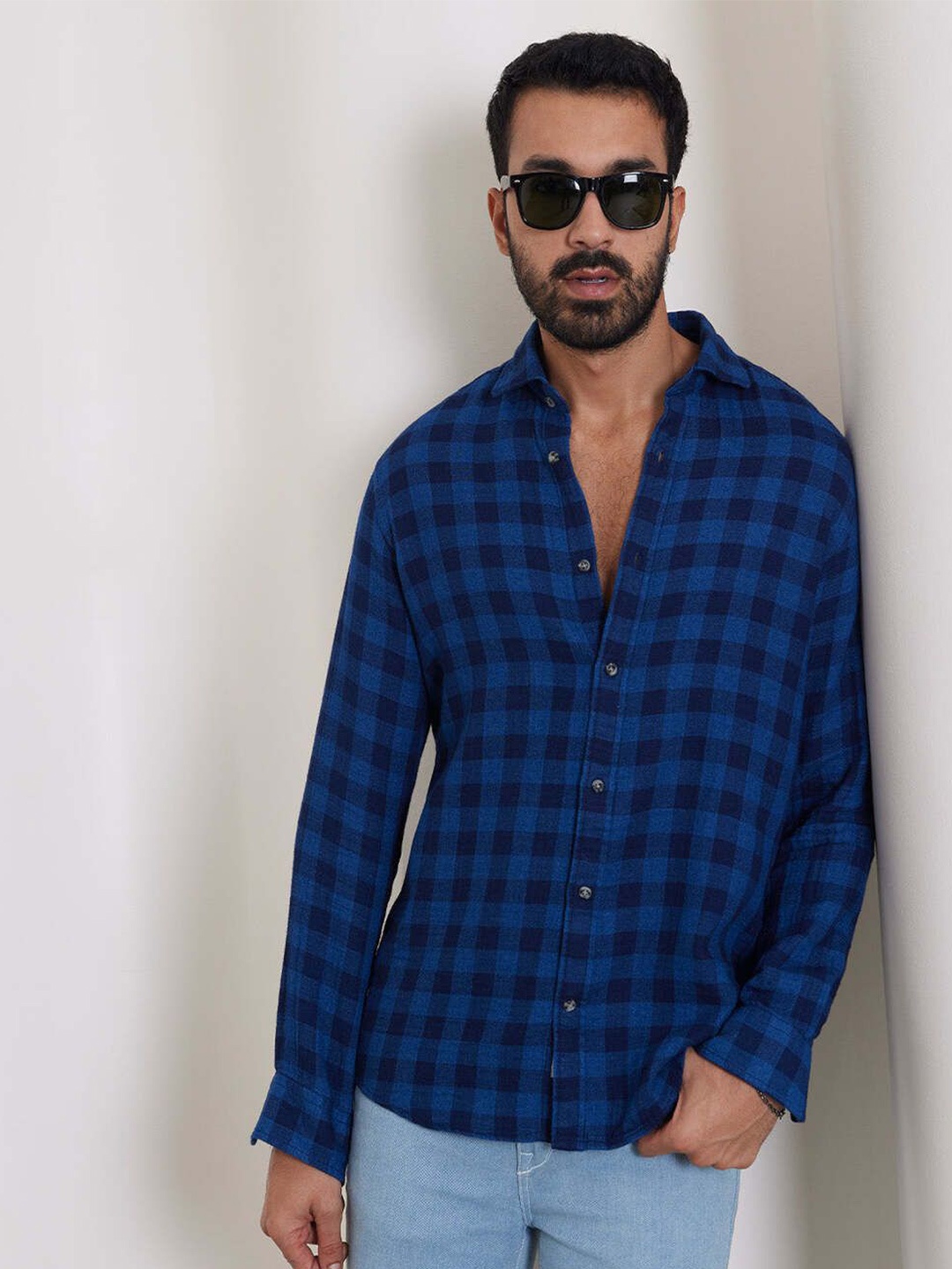 Bombay Shirt Company Men Custom Tailored Fit Opaque Checked Casual Shirts, Navy blue
Bombay Shirt Company Men Custom Tailored Fit Opaque Checked Casual Shirts, Navy blue