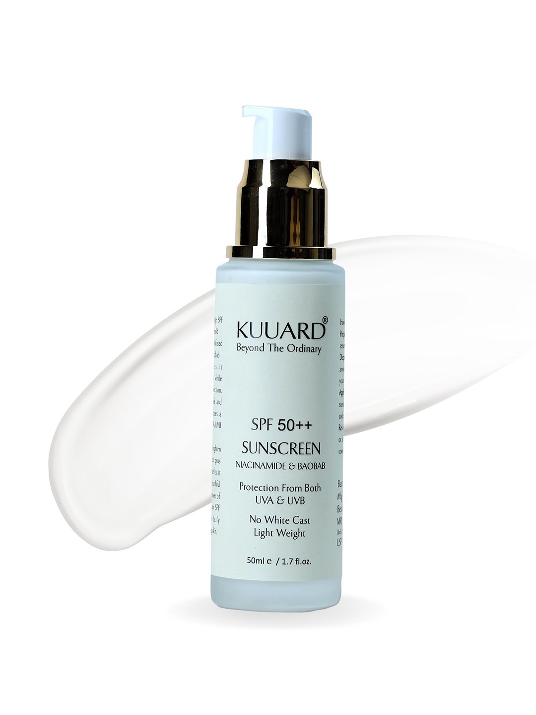 Kuuard Beyond The Ordinary Sunscreen SPF 50++ With Niacinamide & No White Cast - 50 ml, Green
Kuuard Beyond The Ordinary Sunscreen SPF 50++ With Niacinamide & No White Cast - 50 ml, Green