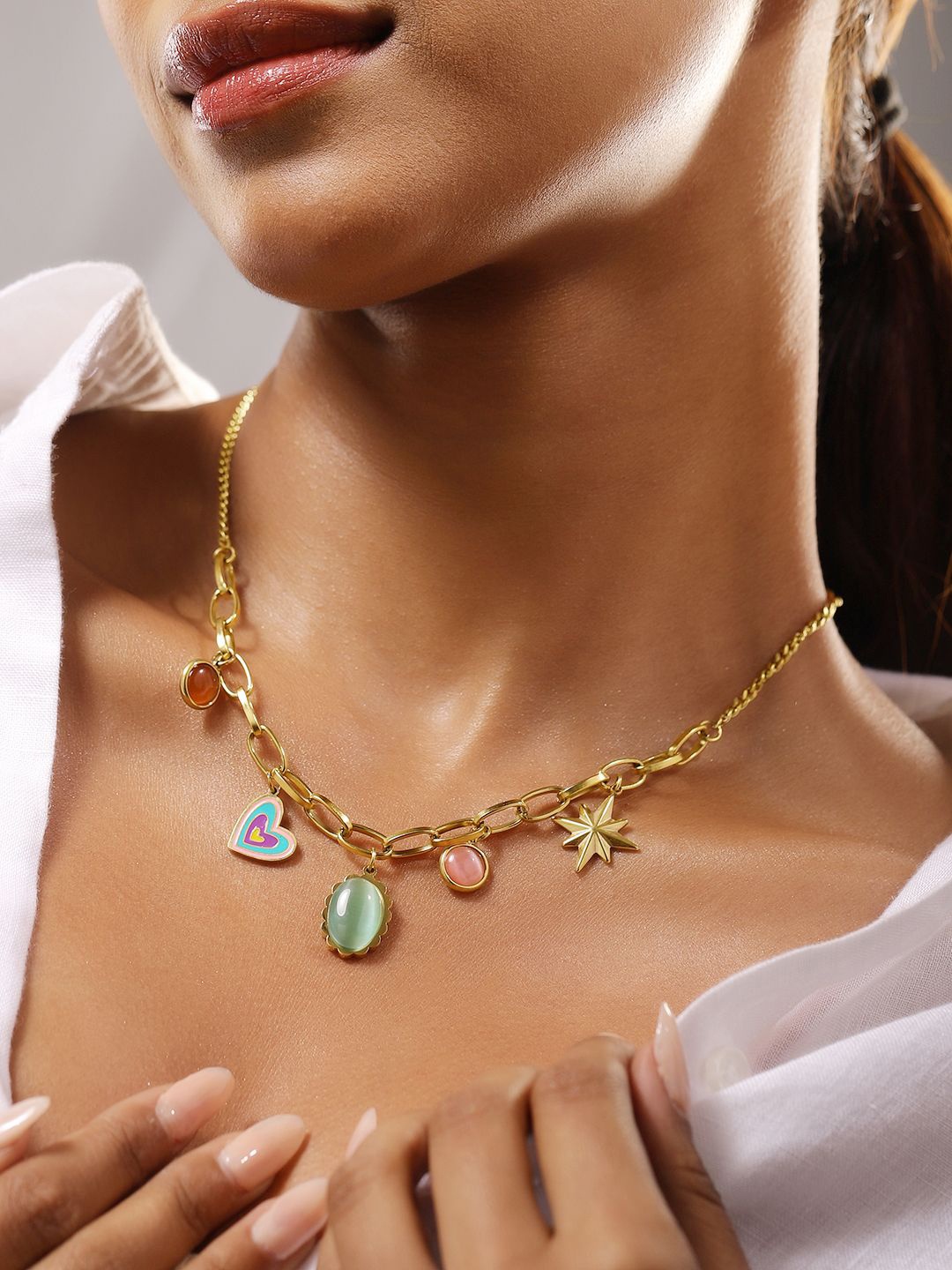 Rubans 18K Gold-Plated Stainless Steel Tarnish-Free Waterproof Multicolor Charm Necklace
Rubans 18K Gold-Plated Stainless Steel Tarnish-Free Waterproof Multicolor Charm Necklace