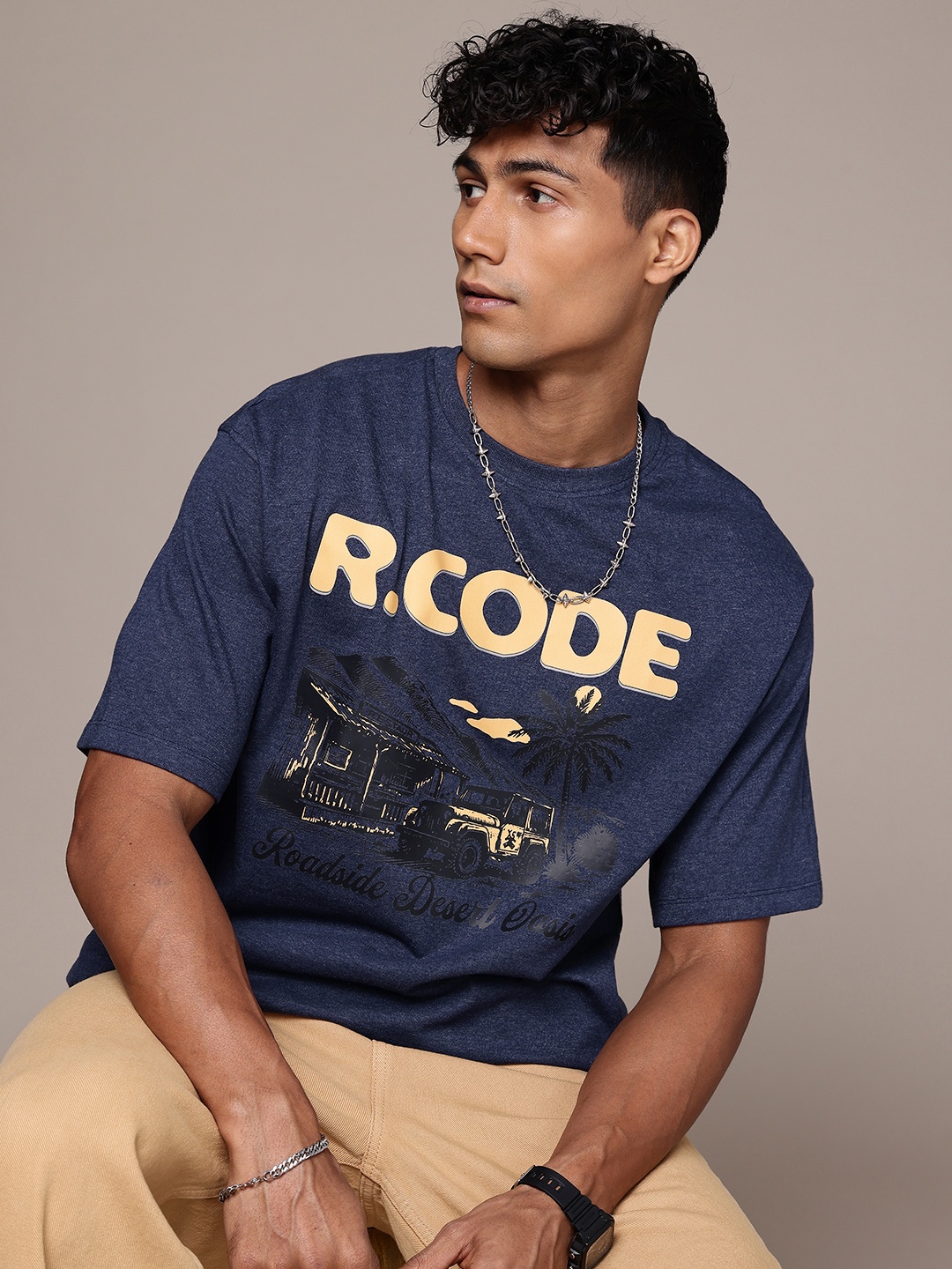 R.Code by The Roadster Life Co. Men Typography Printed Relaxed Fit T-shirt, Navy blue
R.Code by The Roadster Life Co. Men Typography Printed Relaxed Fit T-shirt, Navy blue