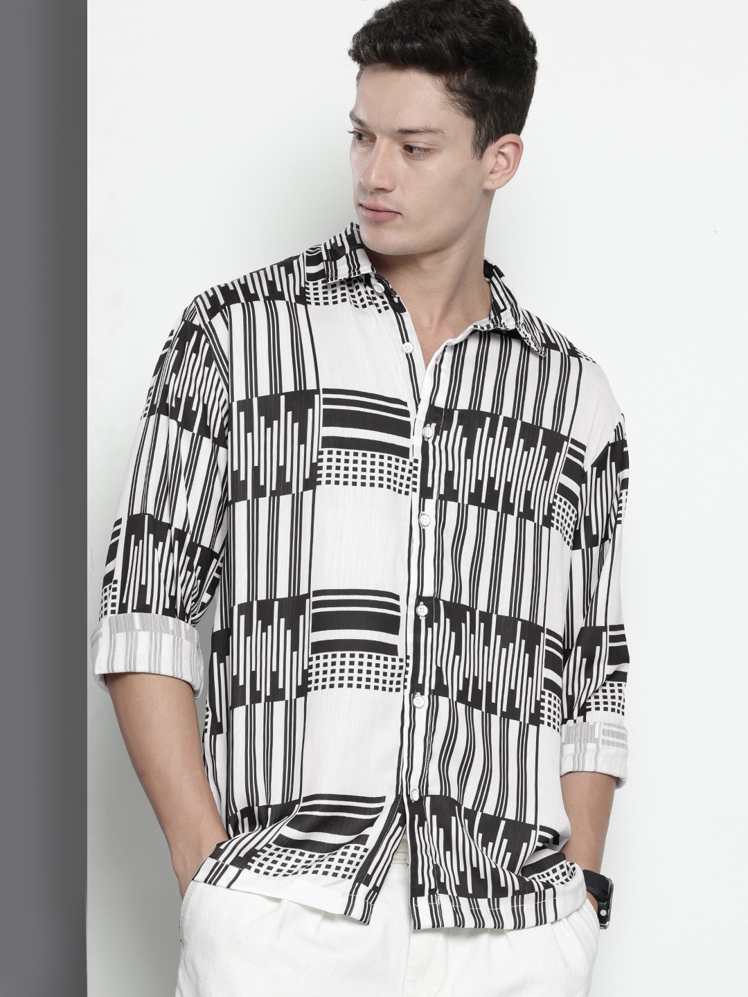 The Indian Garage Co Geometric Printed Drop-Shoulder Sleeves Relaxed Fit Casual Shirt, Black
The Indian Garage Co Geometric Printed Drop-Shoulder Sleeves Relaxed Fit Casual Shirt, Black