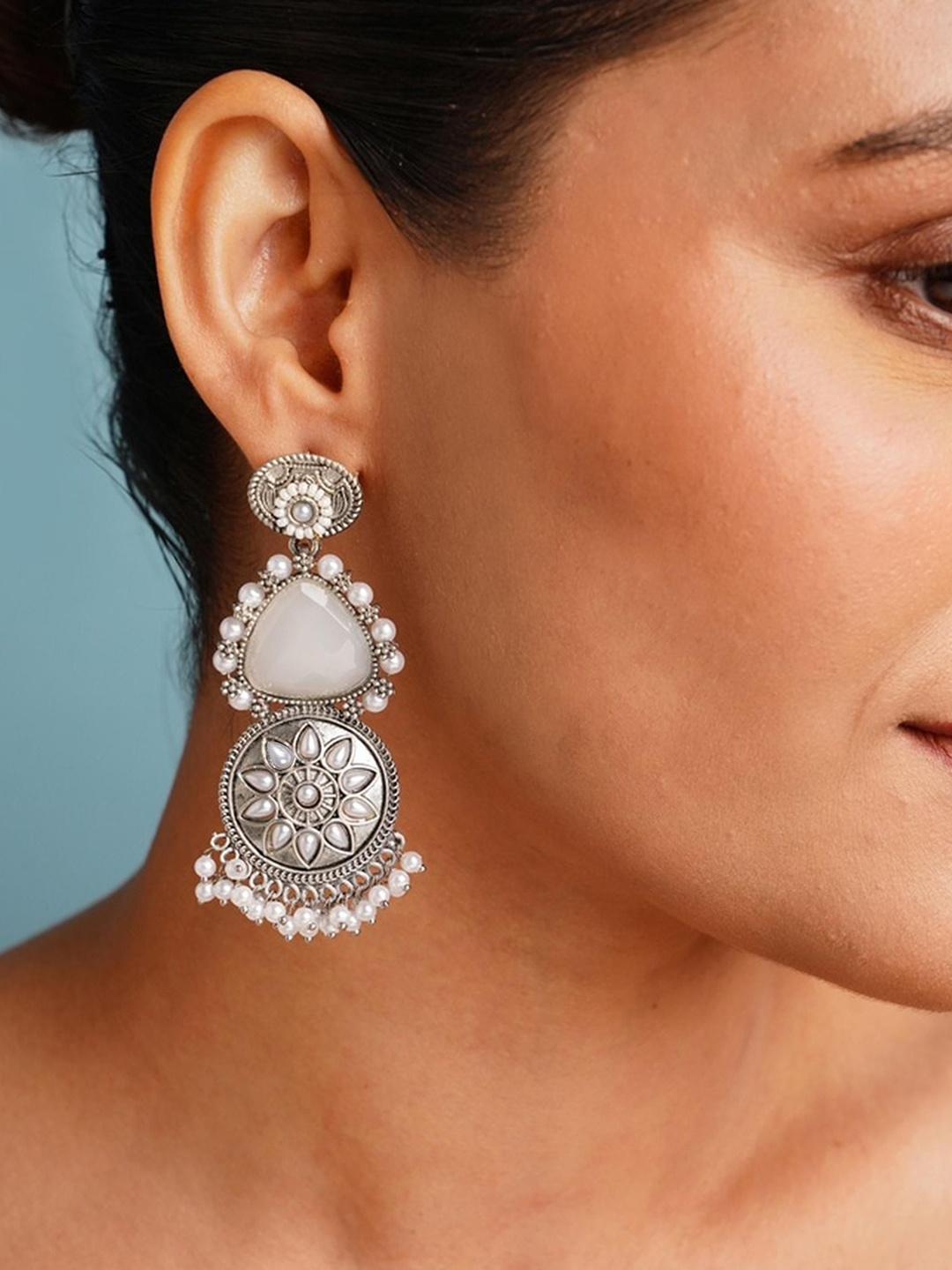 ABDESIGNS Elegant German Silver Triangular Silver Plated Artificial Stones Drop Earrings
ABDESIGNS Elegant German Silver Triangular Silver Plated Artificial Stones Drop Earrings