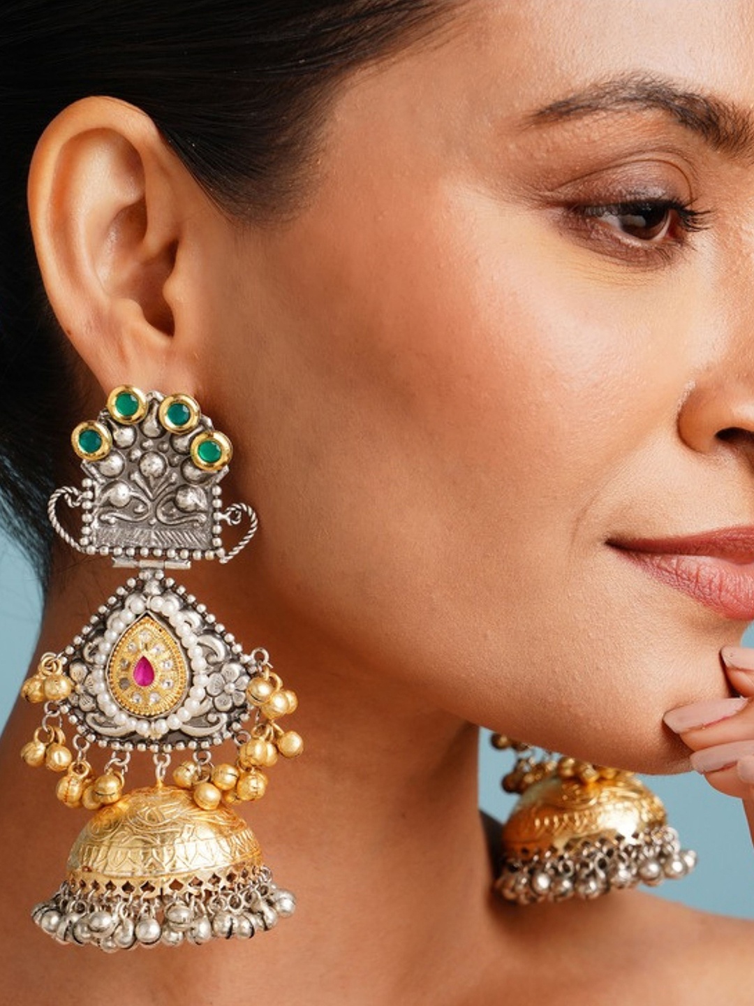 ABDESIGNS Elegant Silver Plated Artificial Stones & Beads Studded Classic Drop Earrings
ABDESIGNS Elegant Silver Plated Artificial Stones & Beads Studded Classic Drop Earrings