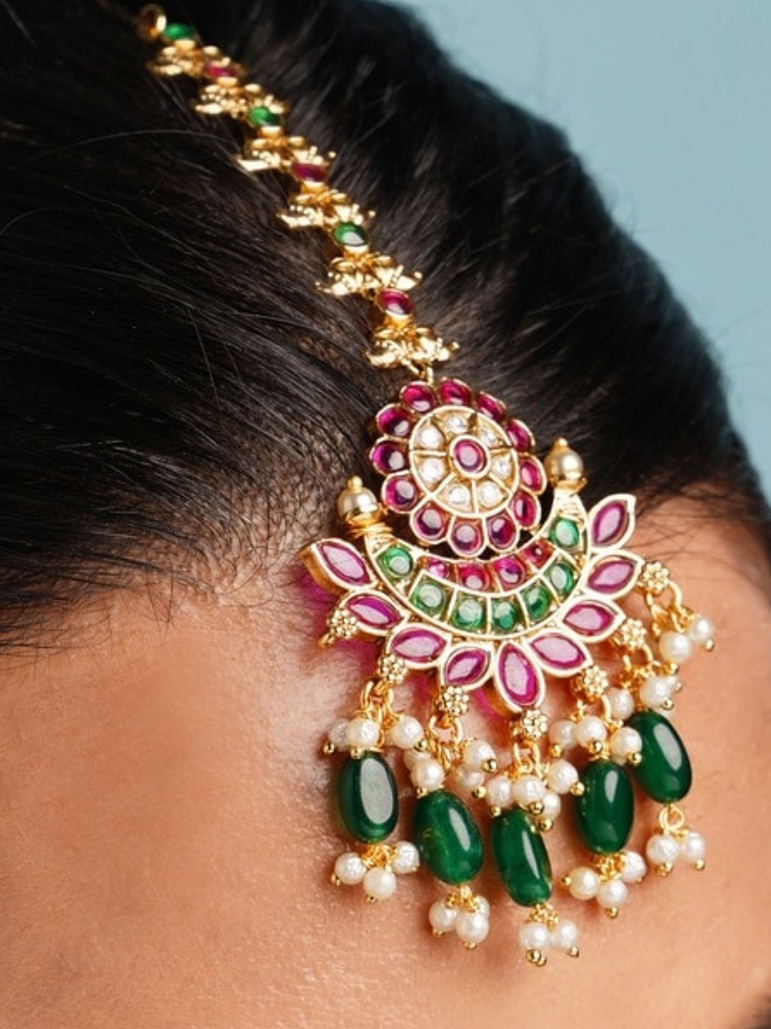 ABDESIGNS Gold-Plated Artificial Stones and Beads Studded Maang Tikka Head Jewellery
ABDESIGNS Gold-Plated Artificial Stones and Beads Studded Maang Tikka Head Jewellery