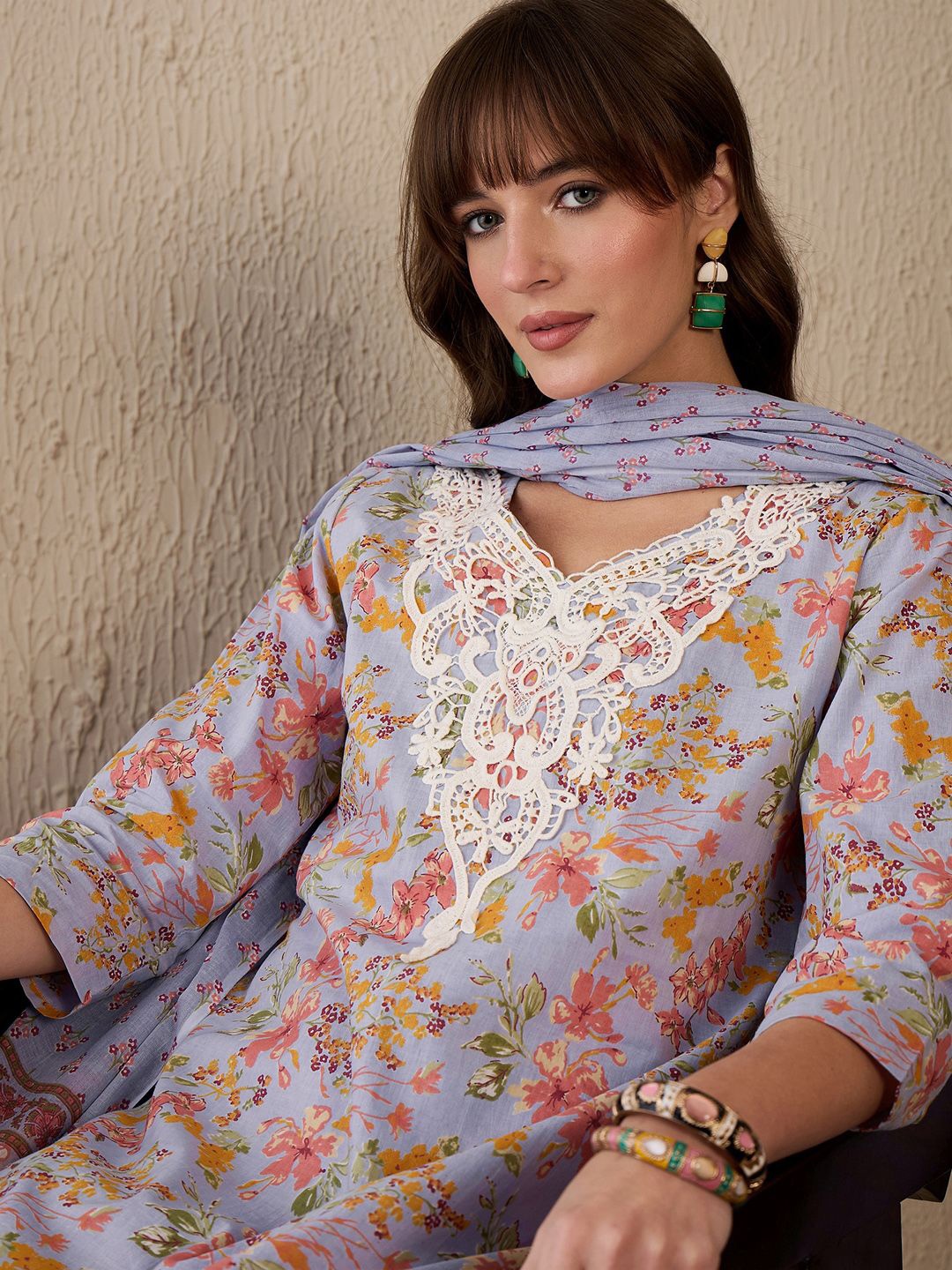 Indo Era Women Floral Printed Regular Thread Work Pure Cotton Kurta with Salwar & With Dupatta, Blue
Indo Era Women Floral Printed Regular Thread Work Pure Cotton Kurta with Salwar & With Dupatta, Blue
