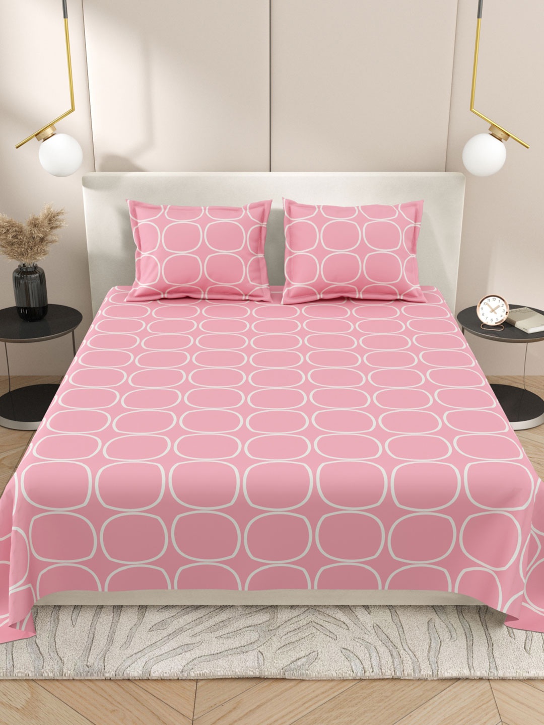 Myntra Elegant Homes Pink & White Geometric 220 TC King Bedsheet with 2 Pillow Covers
Myntra Elegant Homes Pink & White Geometric 220 TC King Bedsheet with 2 Pillow Covers