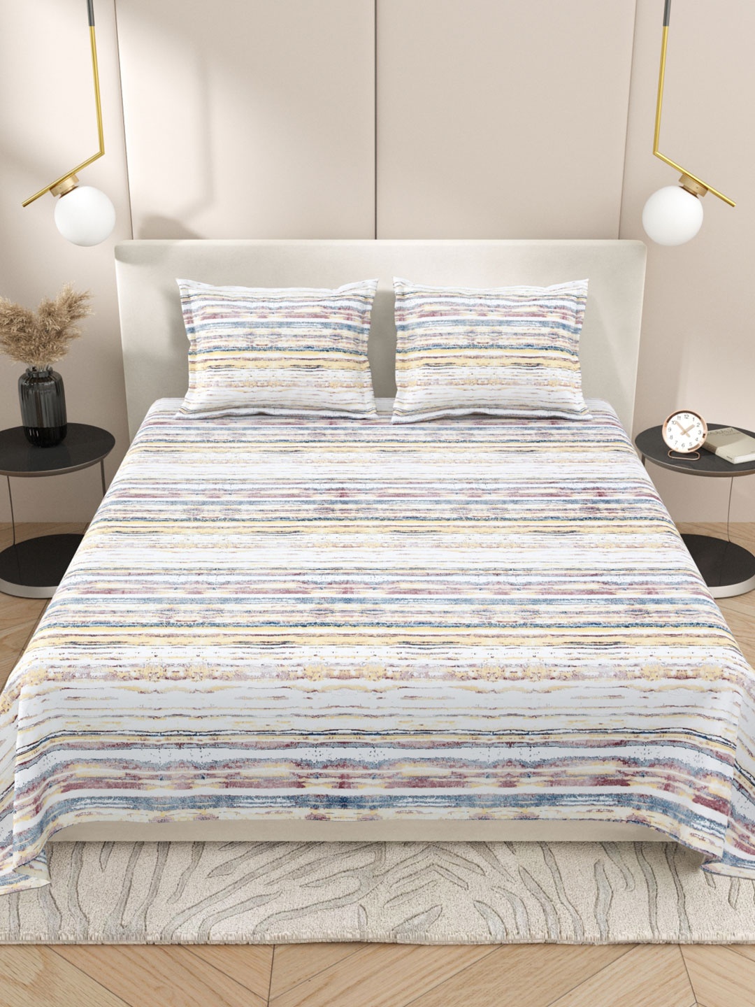 Myntra Elegant Homes White & Yellow Striped 220 TC King Bedsheet with 2 Pillow Covers
Myntra Elegant Homes White & Yellow Striped 220 TC King Bedsheet with 2 Pillow Covers