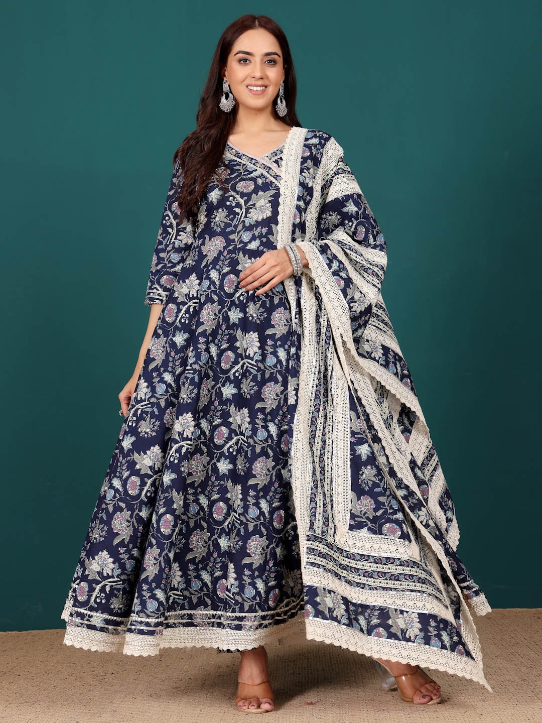 Varanga Women Ethnic Motifs Printed Regular Pure Cotton Kurta with Trousers & With Dupatta, Blue
Varanga Women Ethnic Motifs Printed Regular Pure Cotton Kurta with Trousers & With Dupatta, Blue