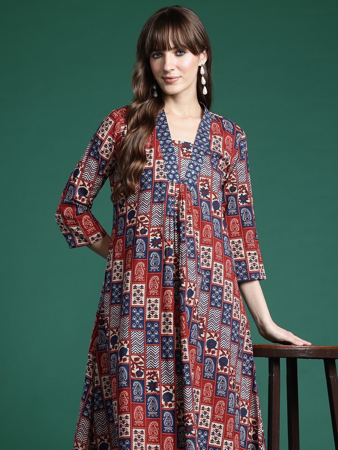 Indo Era Ethnic Motifs Printed Pleated Sequinned Pure Cotton Kurta with Palazzos, Multi
Indo Era Ethnic Motifs Printed Pleated Sequinned Pure Cotton Kurta with Palazzos, Multi