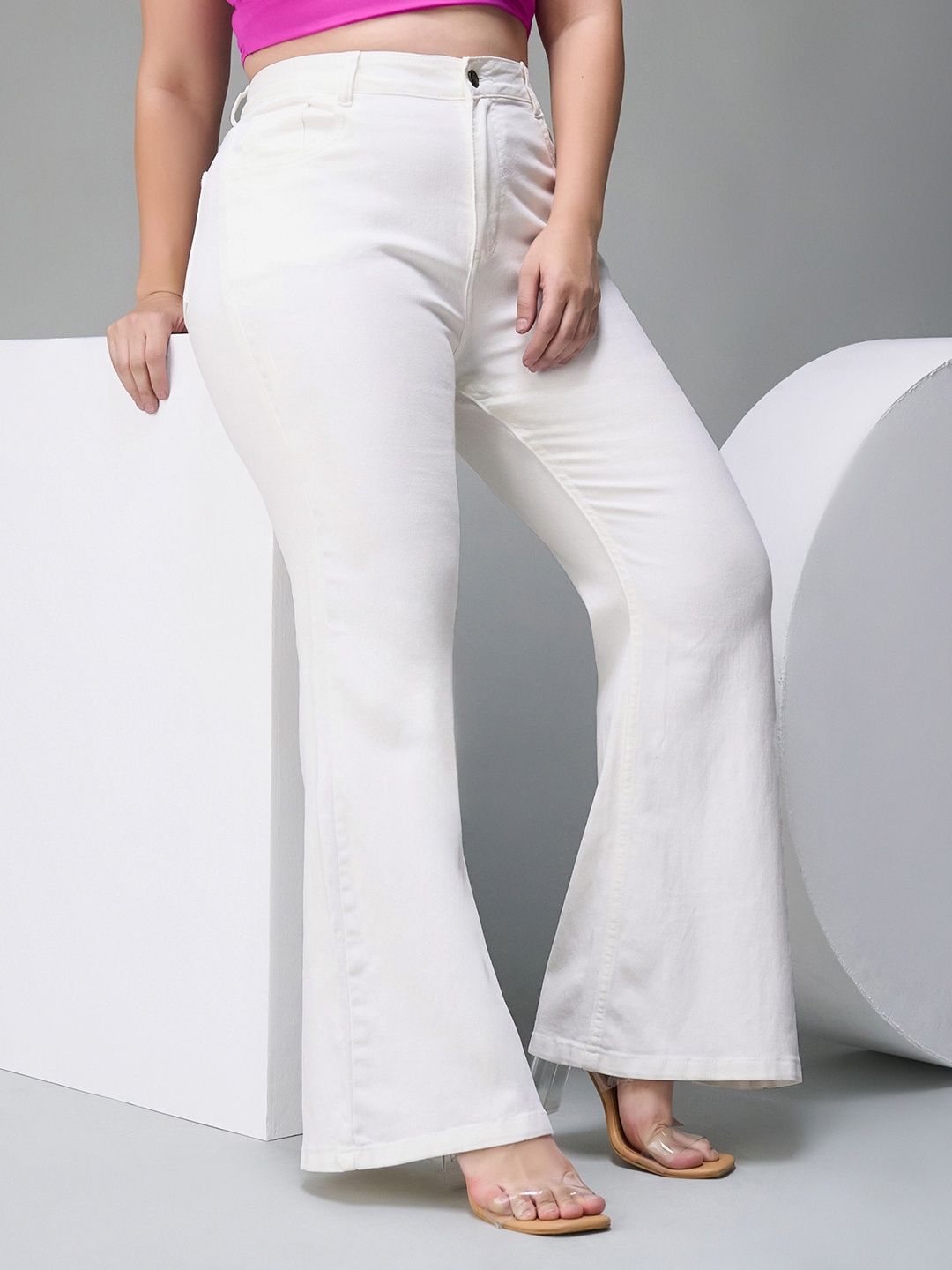 Miss Chase A+ Women Bootcut High-Rise Light Fade Stretchable Jeans, White
Miss Chase A+ Women Bootcut High-Rise Light Fade Stretchable Jeans, White