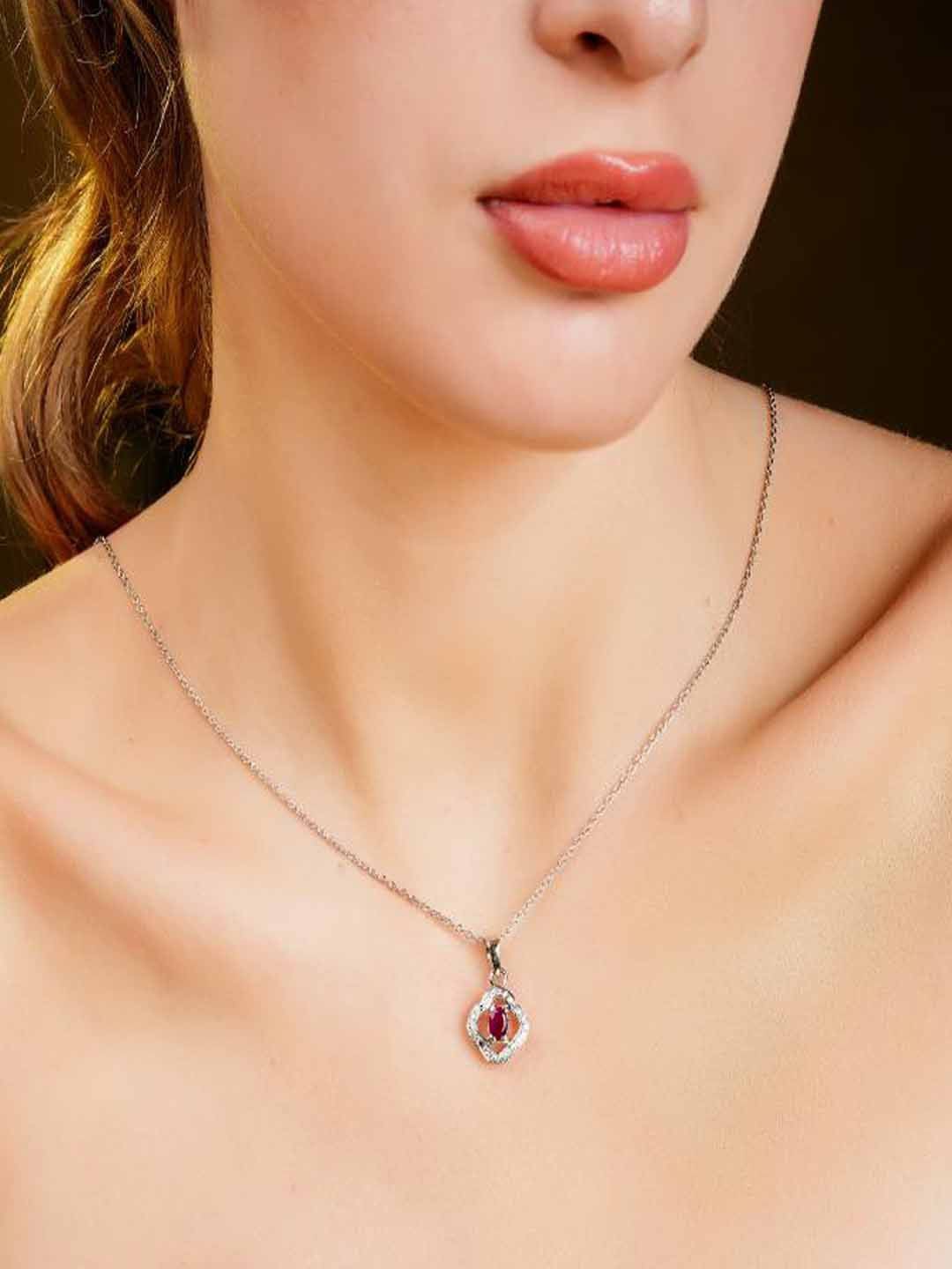 Soraya Luxe Rhodium-Plated 925 Sterling Silver Natural Ruby Pendant Necklace With Chain
Soraya Luxe Rhodium-Plated 925 Sterling Silver Natural Ruby Pendant Necklace With Chain