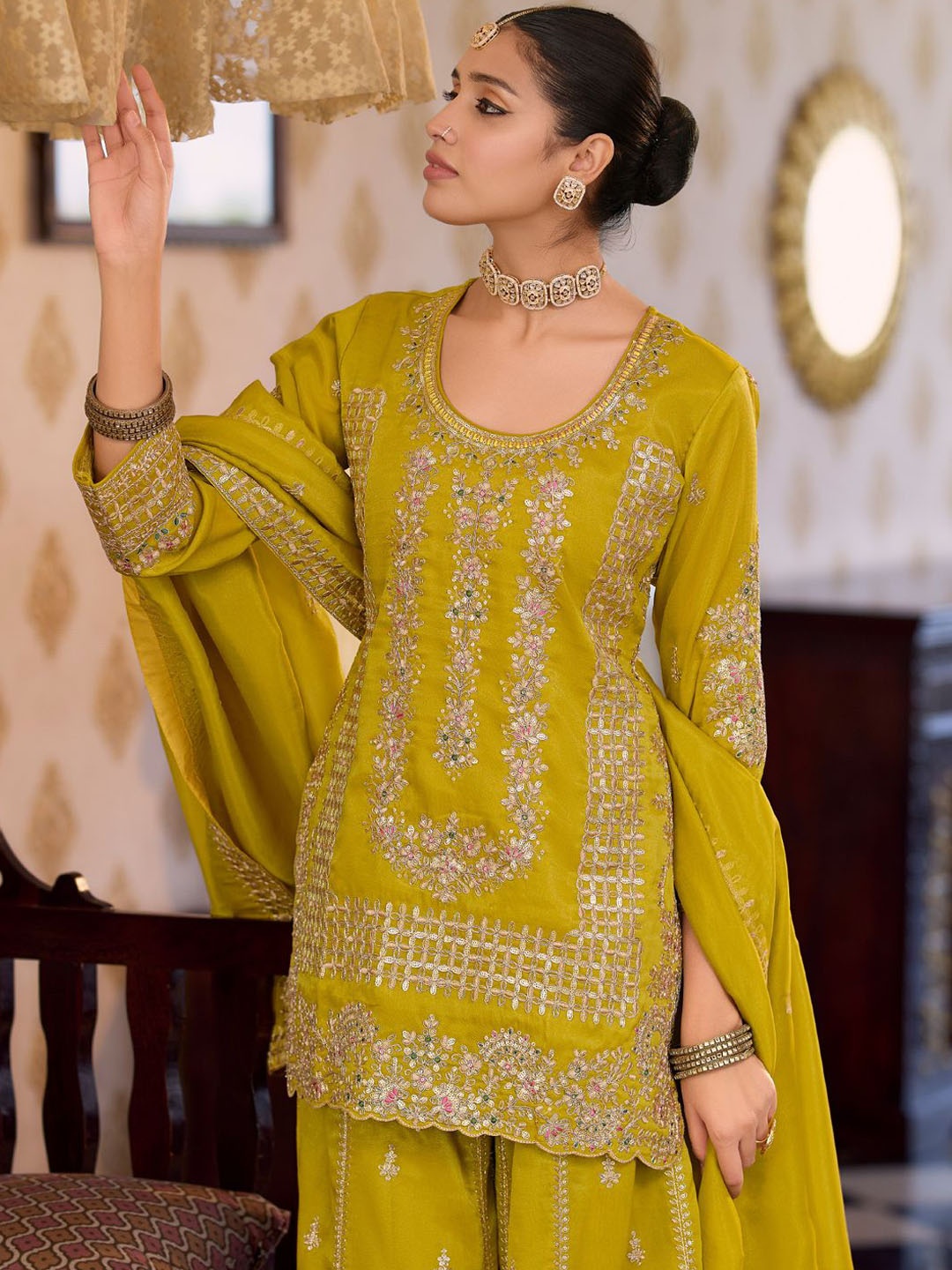 Indo Era Women Ethnic Motifs Embroidered Regular Sequinned Kurta with Palazzos & With Dupatta, Mustard
Indo Era Women Ethnic Motifs Embroidered Regular Sequinned Kurta with Palazzos & With Dupatta, Mustard