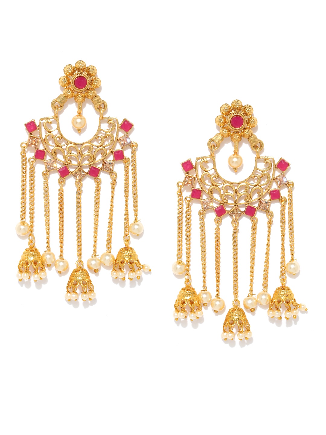 Jewels Galaxy Pink Gold-Plated Stone-Studded Handcrafted Tasselled Drop Earrings
Jewels Galaxy Pink Gold-Plated Stone-Studded Handcrafted Tasselled Drop Earrings