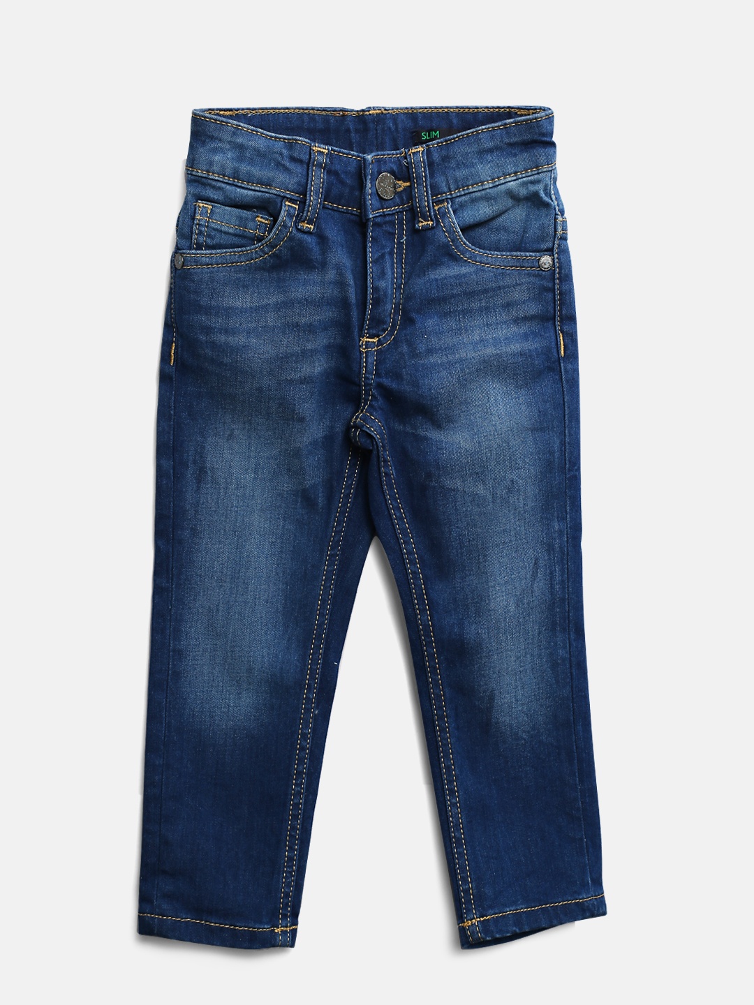 United Colors of Benetton Boys Blue Slim Fit Mid-Rise Clean Look Stretchable Jeans