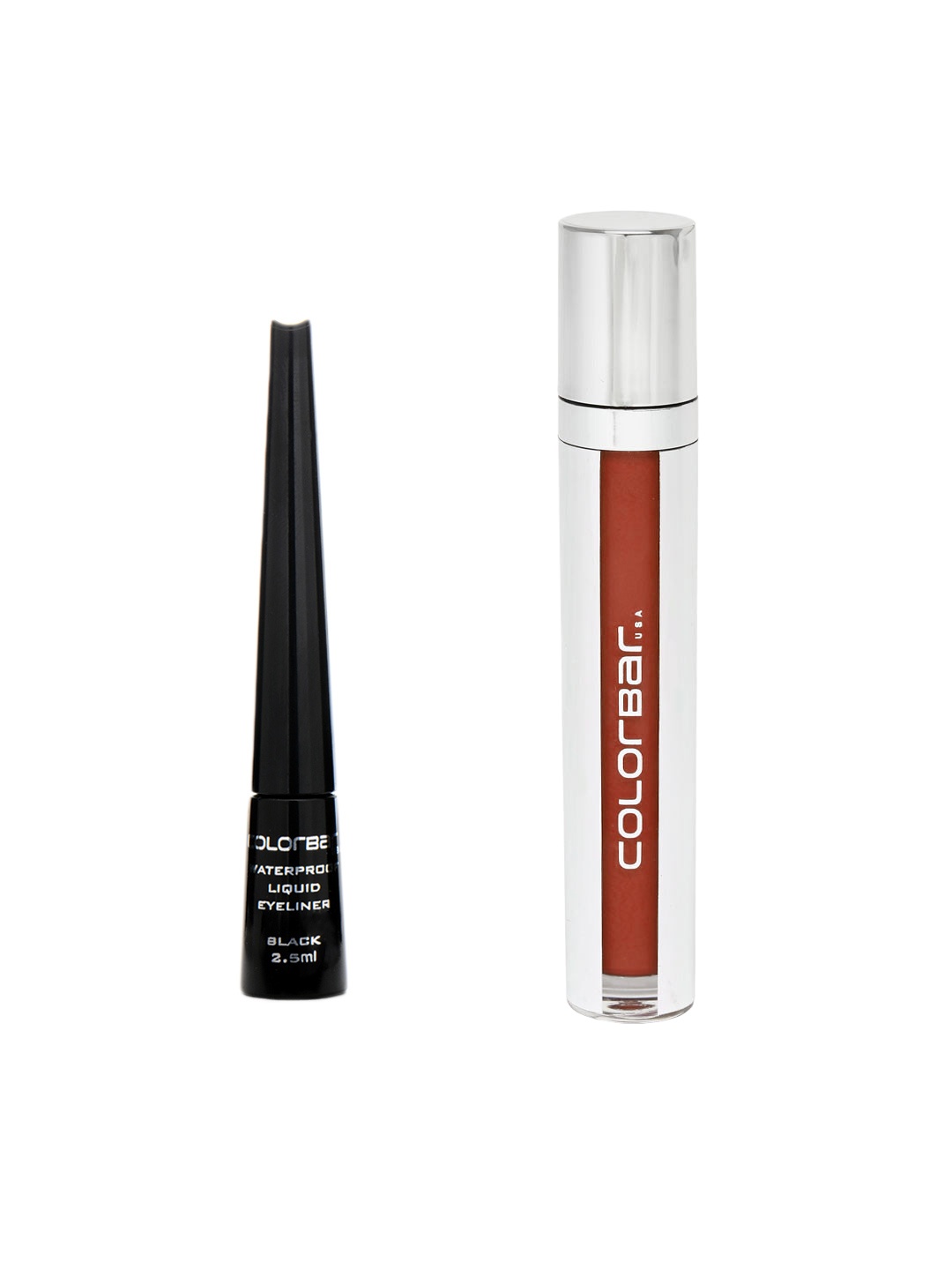 Colorbar Set of Precision Waterproof Eyeliner & Kiss Proof Lip Stain, Silver