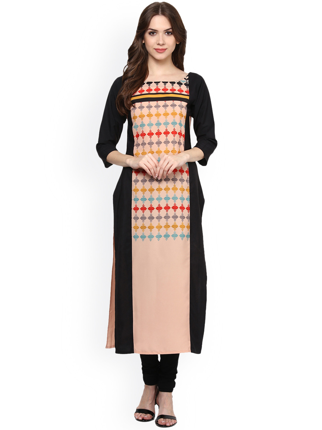 ZIYAA Women Beige & Black Printed Straight Kurta
ZIYAA Women Beige & Black Printed Straight Kurta