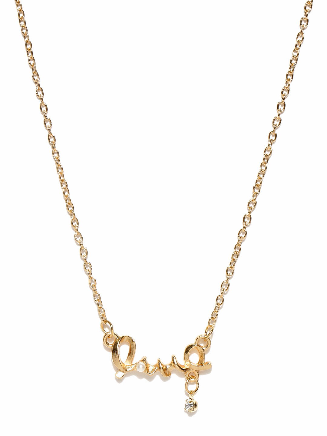 OOMPH Gold-Toned Love Stone-Studded Handcrafted Necklace 
OOMPH Gold-Toned Love Stone-Studded Handcrafted Necklace