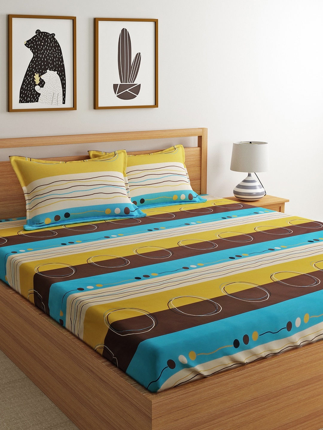 Home Ecstasy Brown & Blue Printed Flat 140 TC Cotton 1 Queen Bedsheet with 2 Pillow Covers
Home Ecstasy Brown & Blue Printed Flat 140 TC Cotton 1 Queen Bedsheet with 2 Pillow Covers