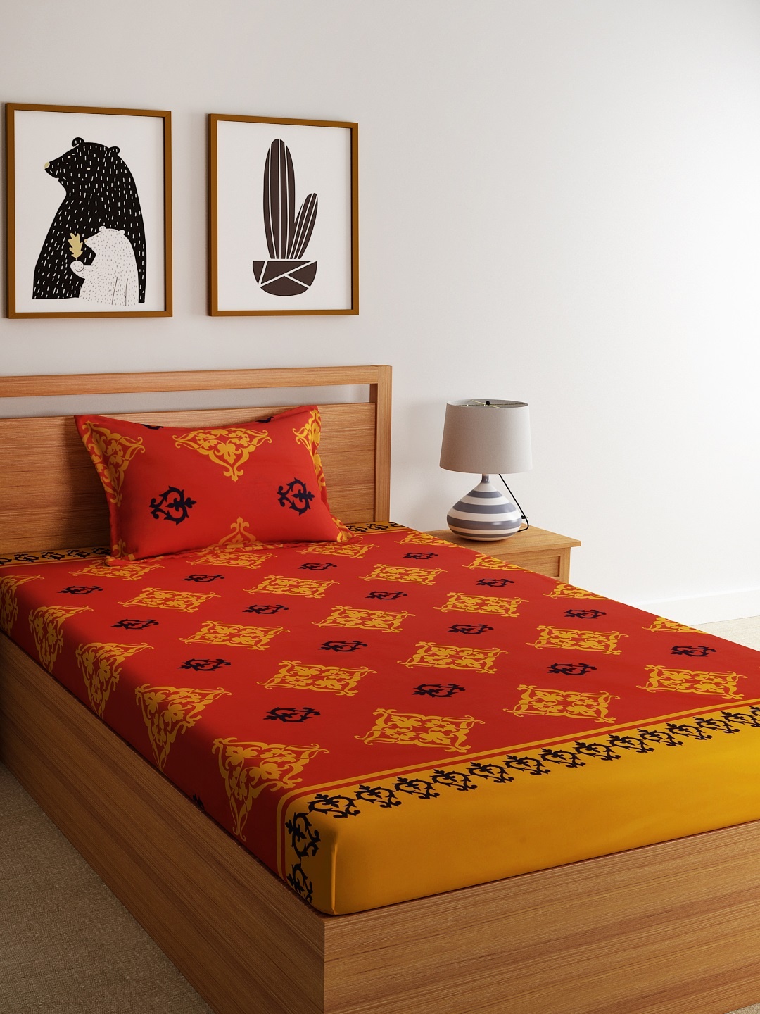 Home Ecstasy Red Ethnic Motifs Flat 140 TC Cotton 1 Single Bedsheet with 1 Pillow Cover
Home Ecstasy Red Ethnic Motifs Flat 140 TC Cotton 1 Single Bedsheet with 1 Pillow Cover