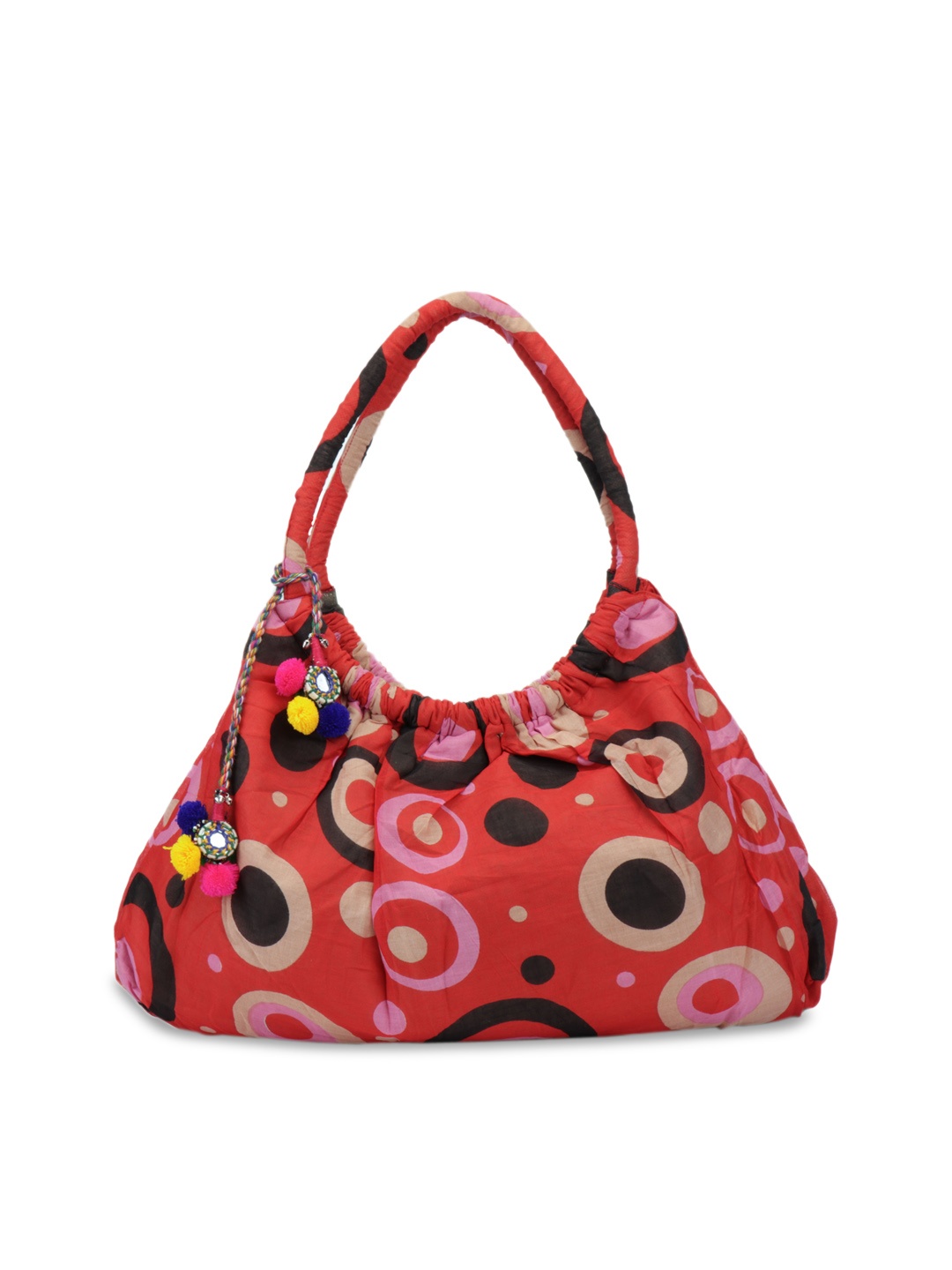 Anekaant Red Printed Handheld Bag